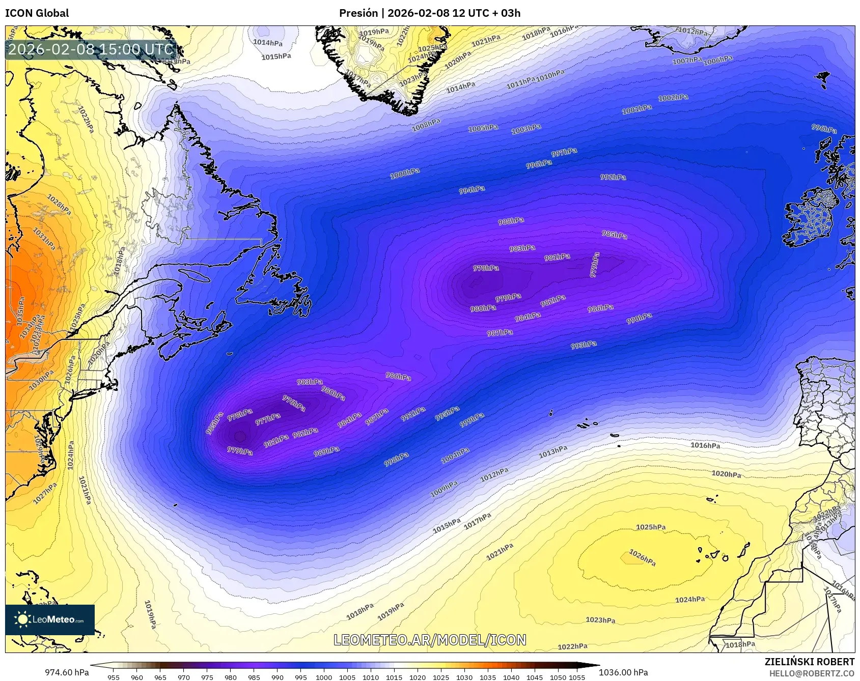 ICON model - Norte Atlántico, Presión