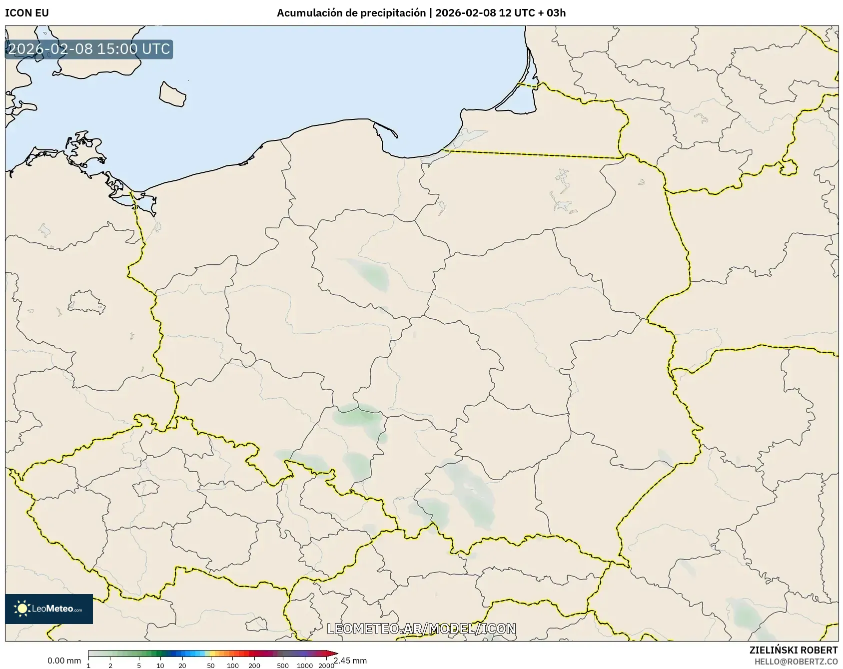 ICON model - Polonia, Acumulación de precipitación