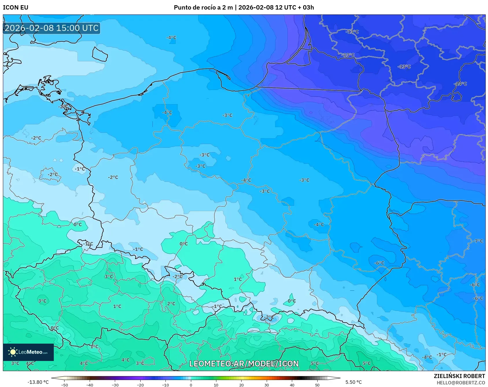 ICON model - Polonia, Punto de rocío a 2 m