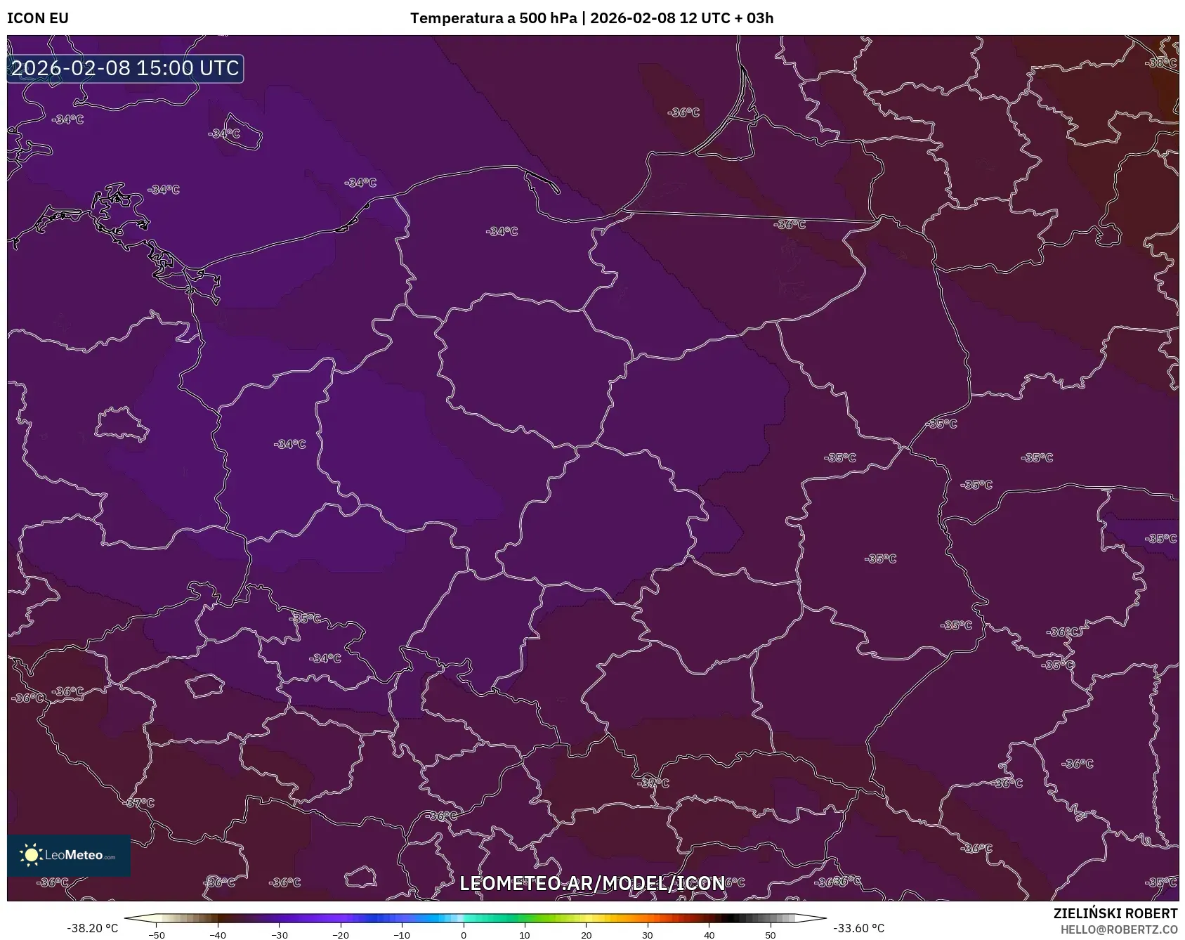 ICON model - Polonia, Temperatura a 500 hPa