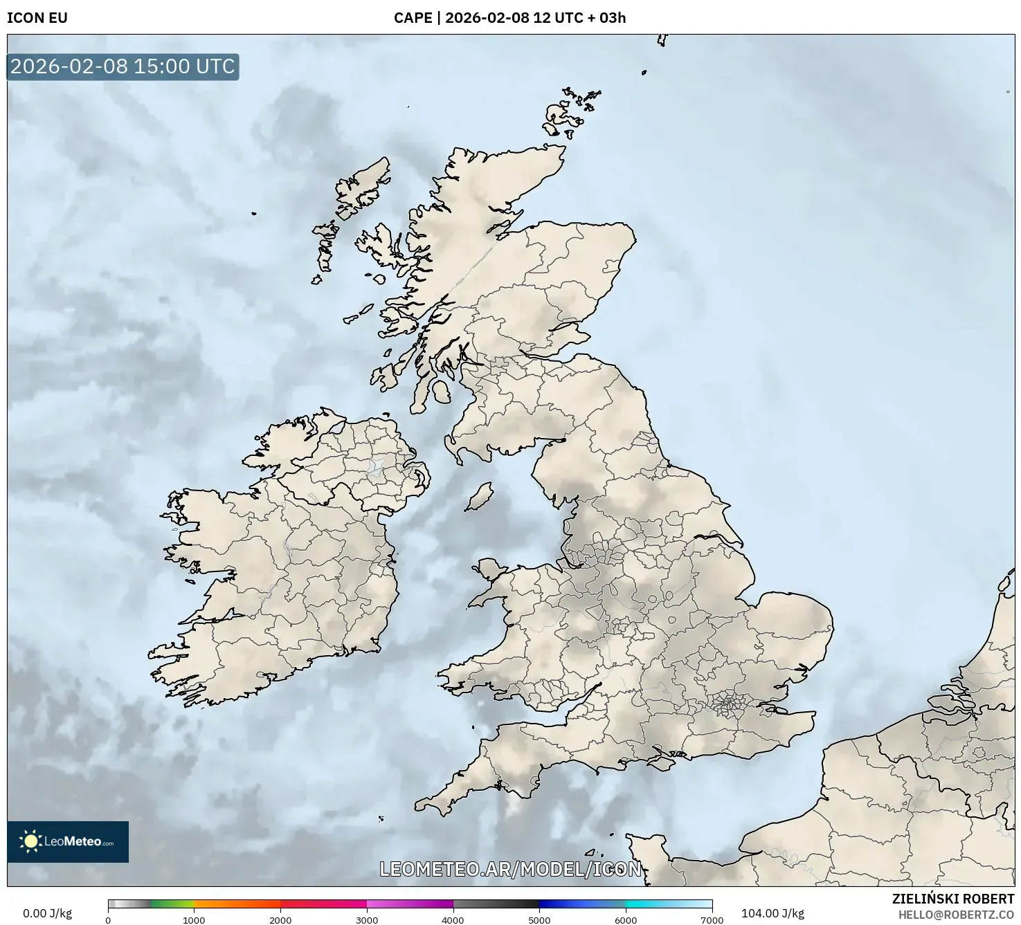 ICON model - Reino Unido, CAPE
