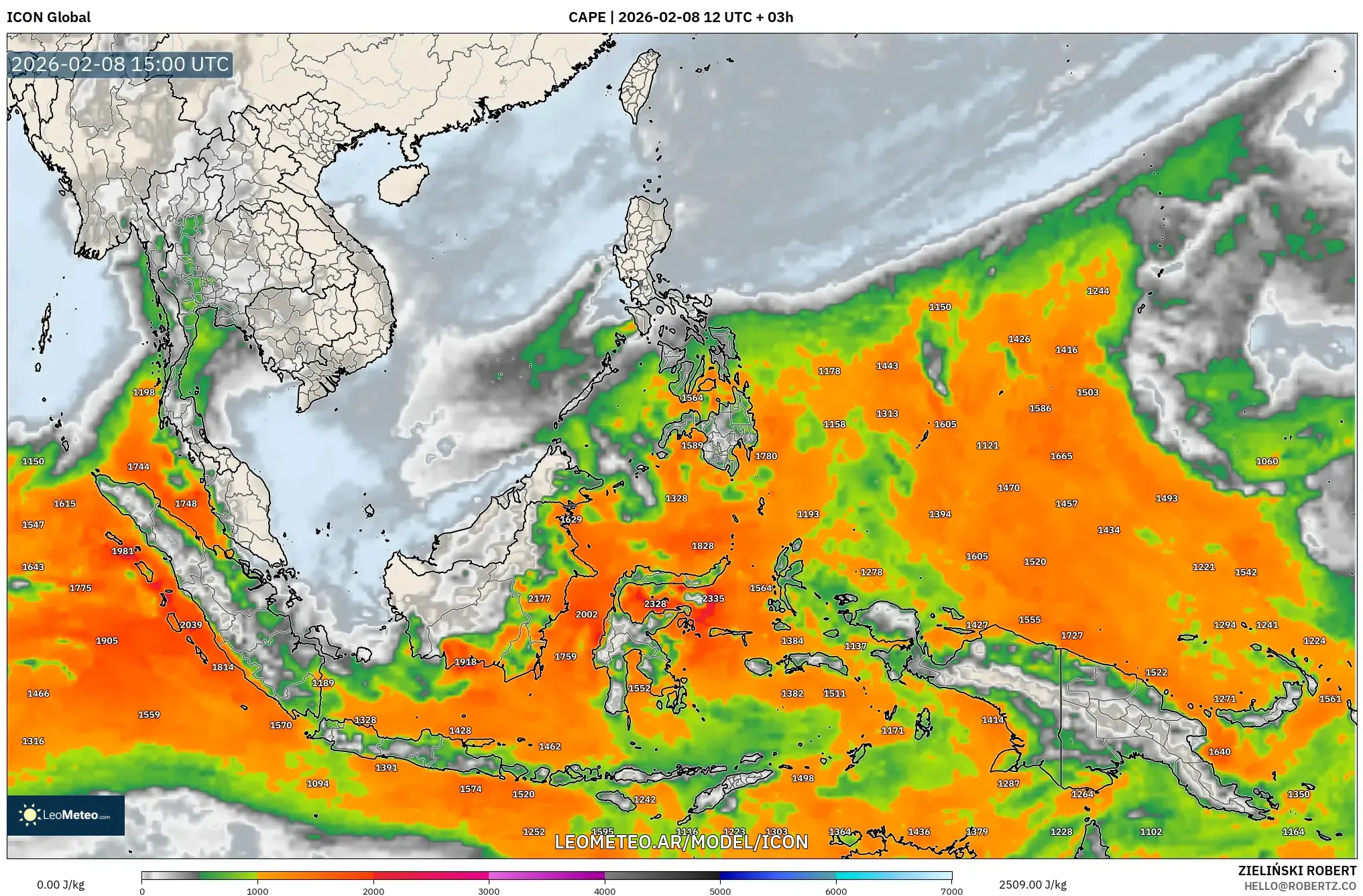 ICON model - Sudeste Asiático, CAPE