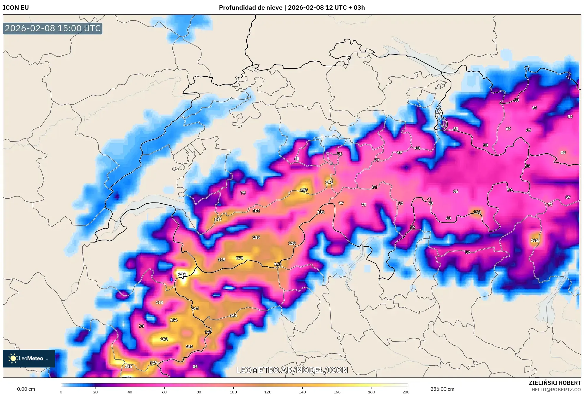 ICON model - Suiza, Profundidad de nieve