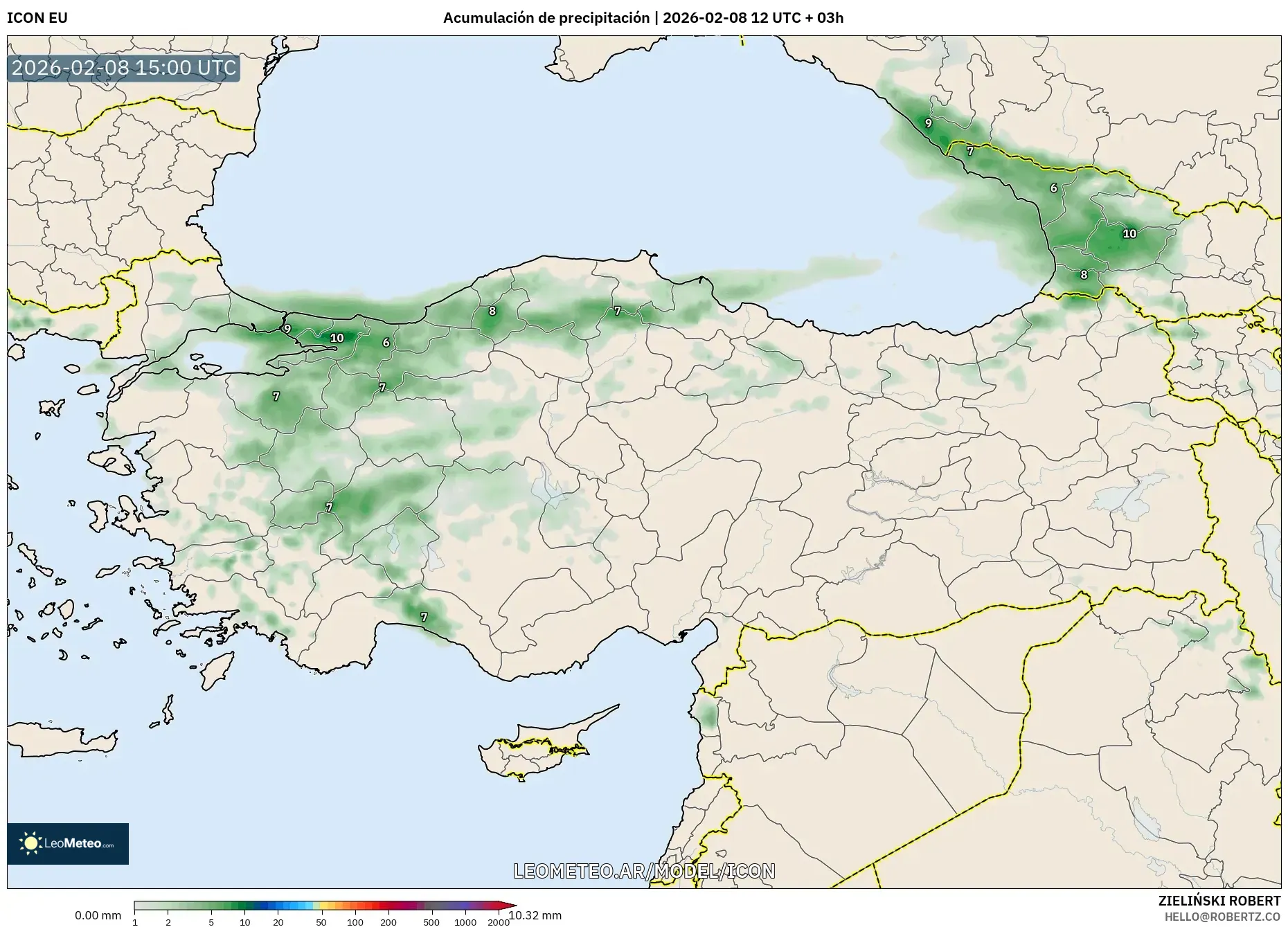 ICON model - Turquía, Acumulación de precipitación