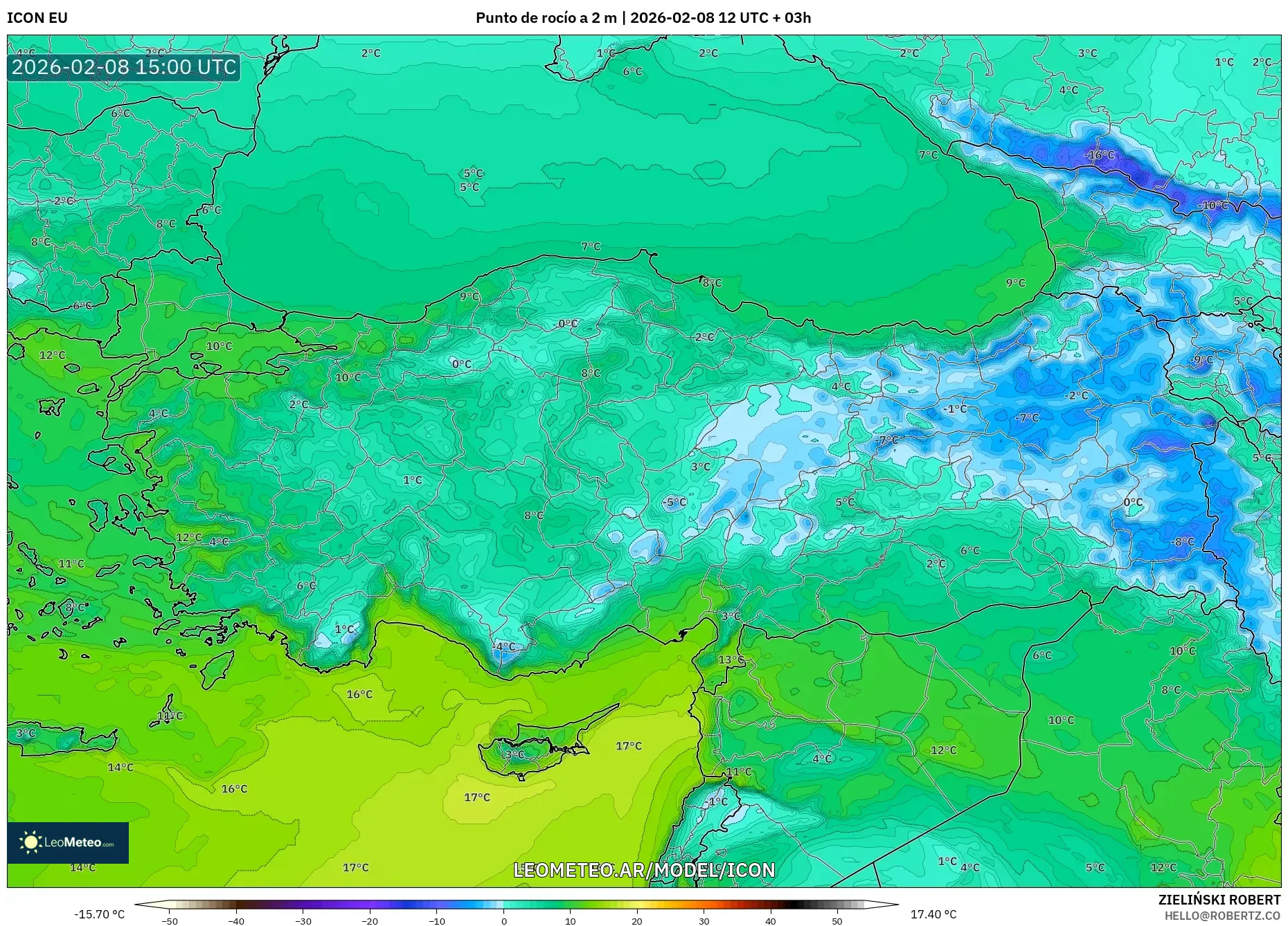 ICON model - Turquía, Punto de rocío a 2 m