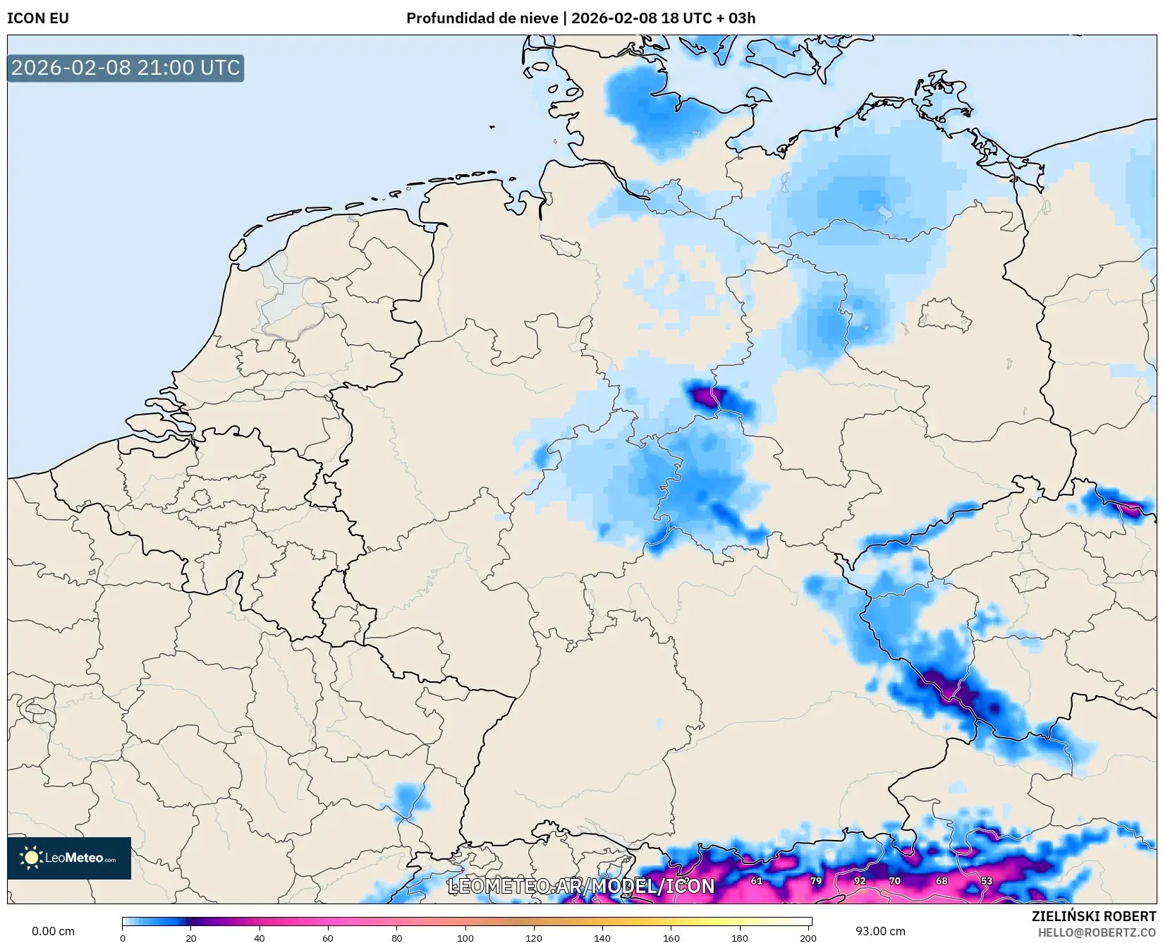 ICON model - Alemania, Profundidad de nieve