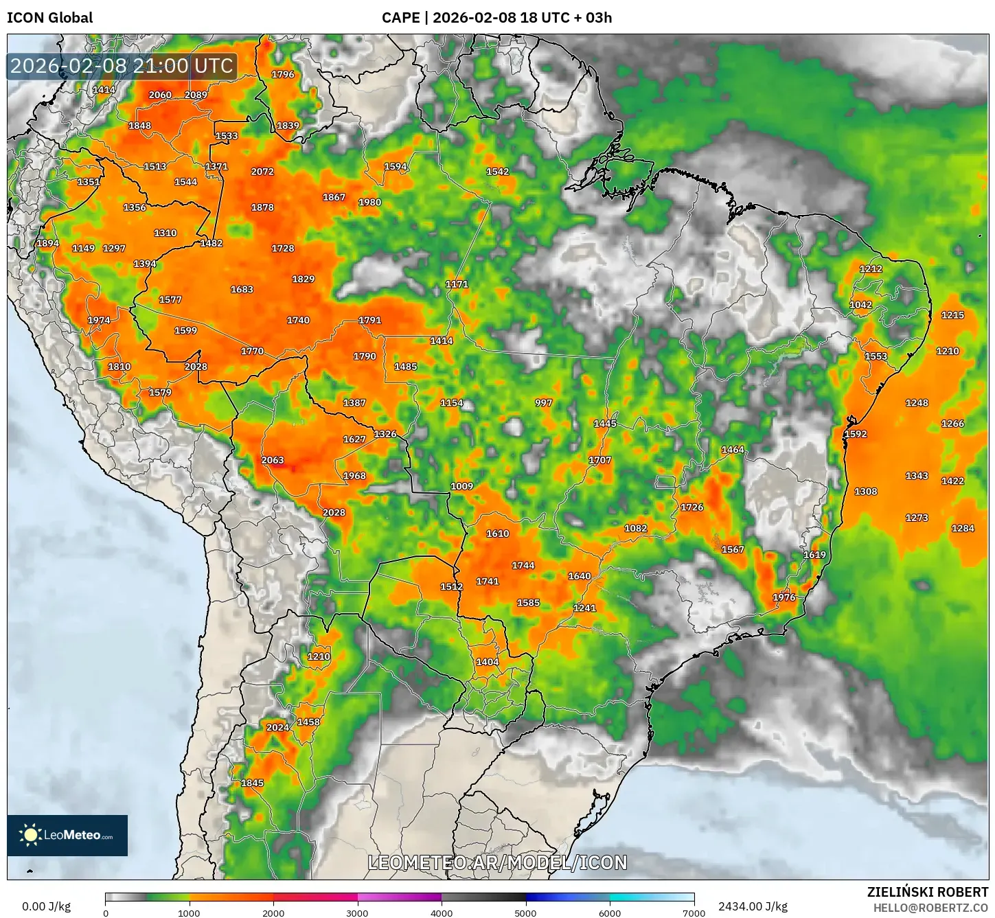 ICON model - Brasil, CAPE