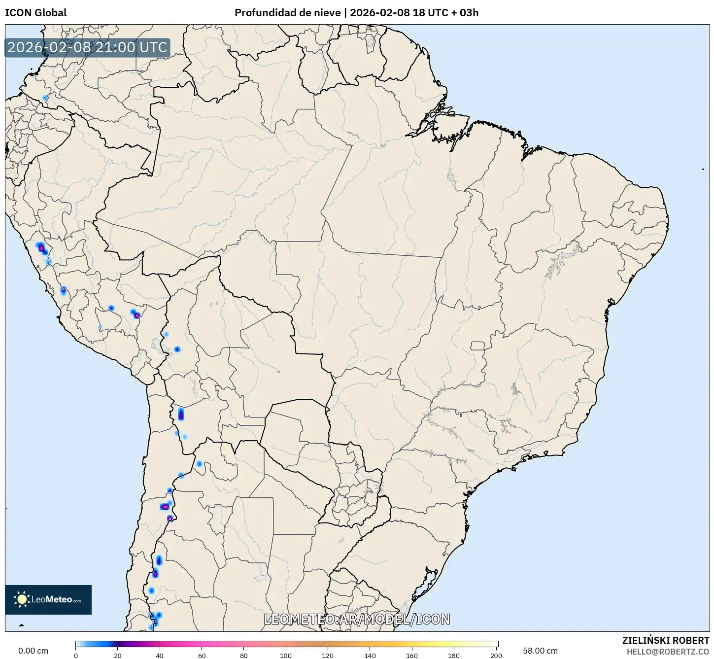 ICON model - Brasil, Profundidad de nieve