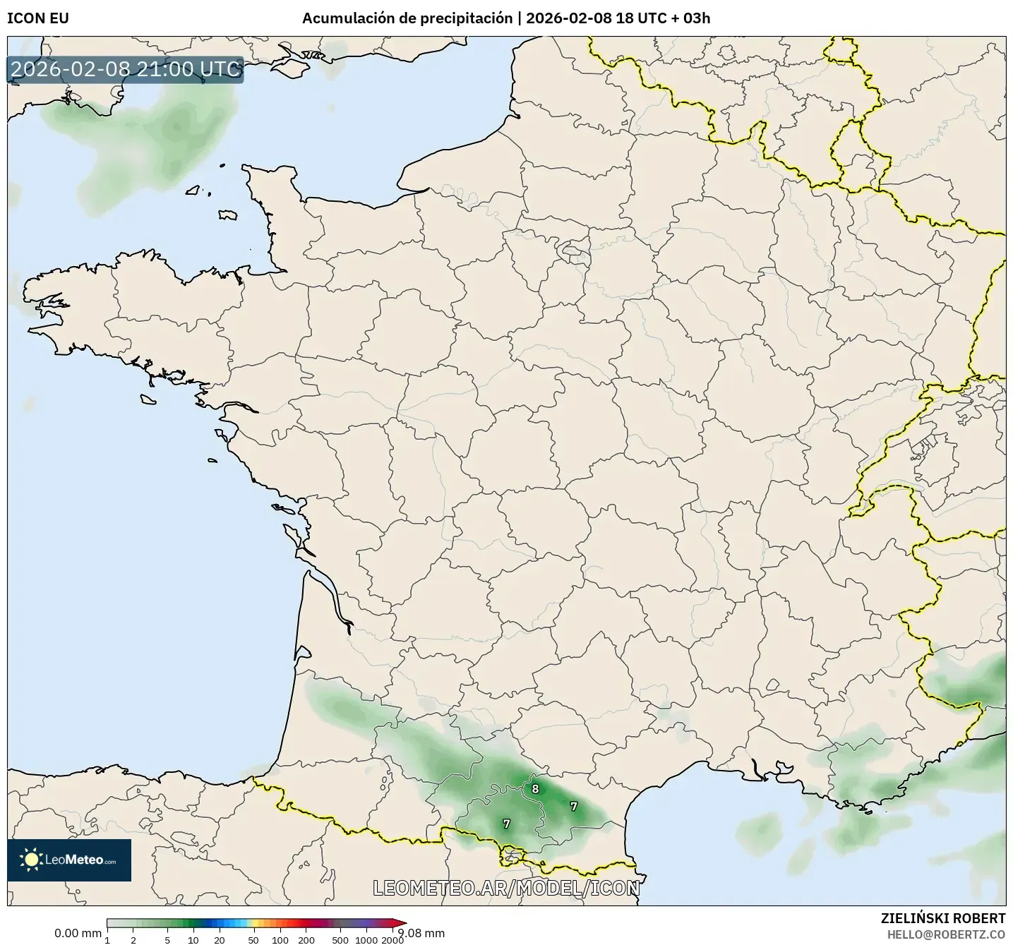 ICON model - Francia, Acumulación de precipitación