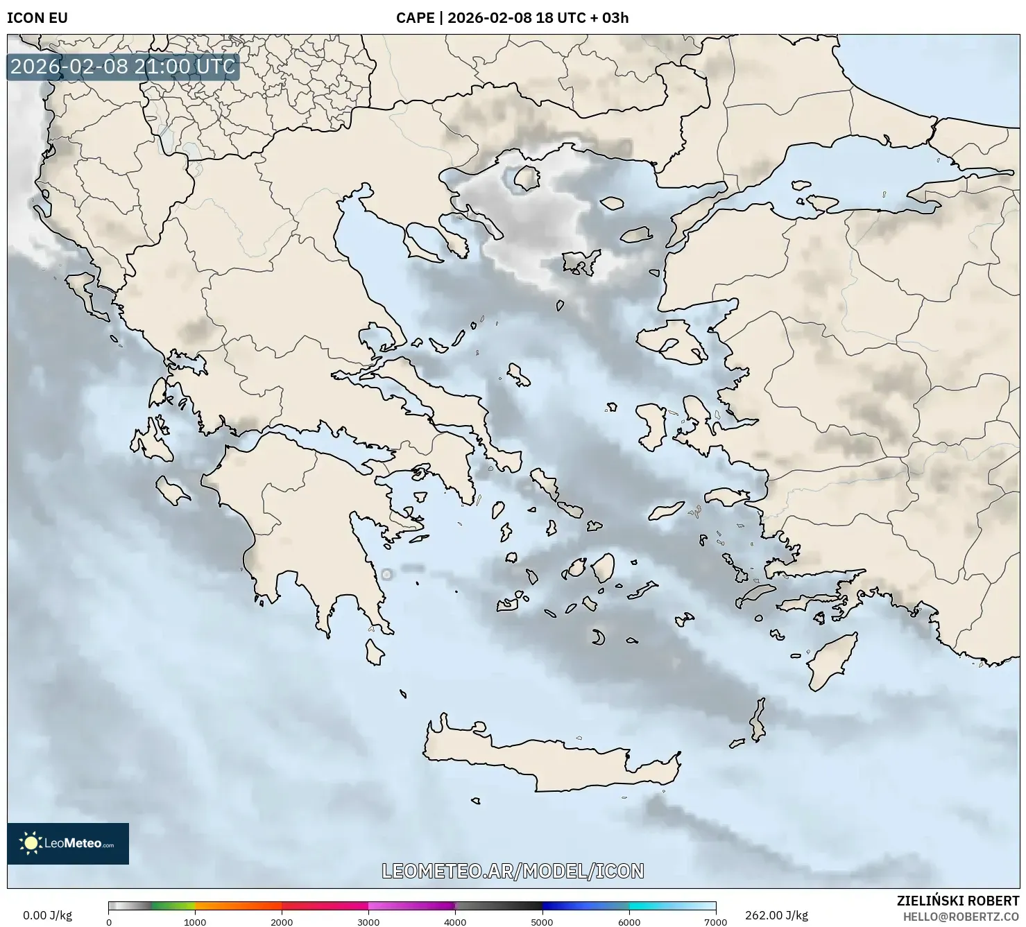 ICON model - Grecia, CAPE