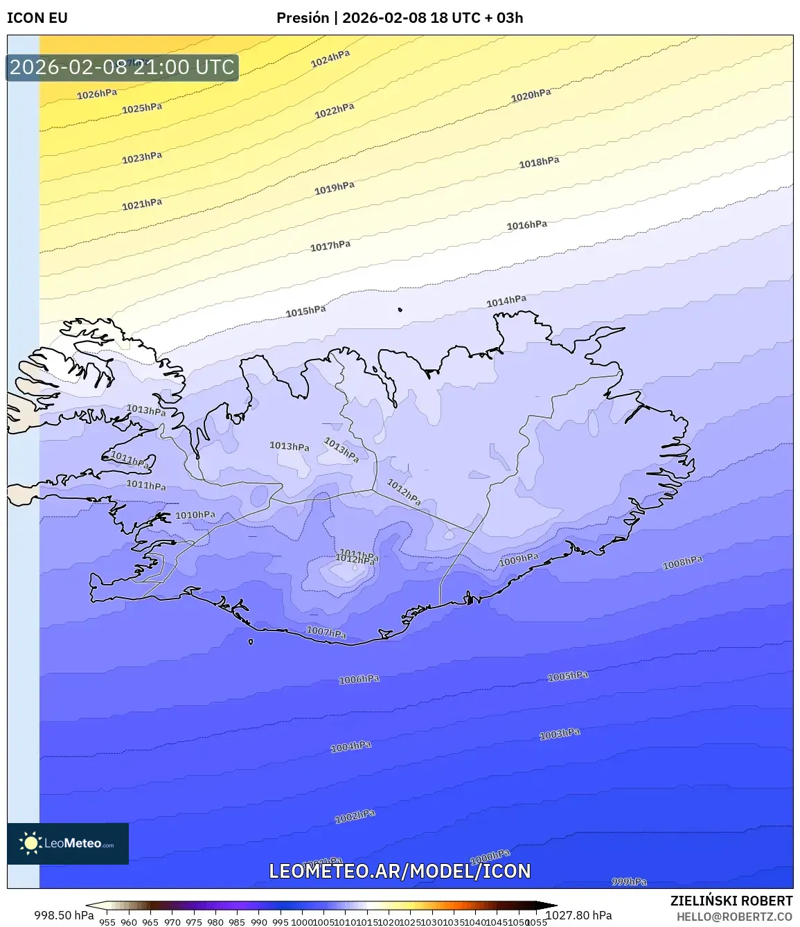ICON model - Islandia, Presión