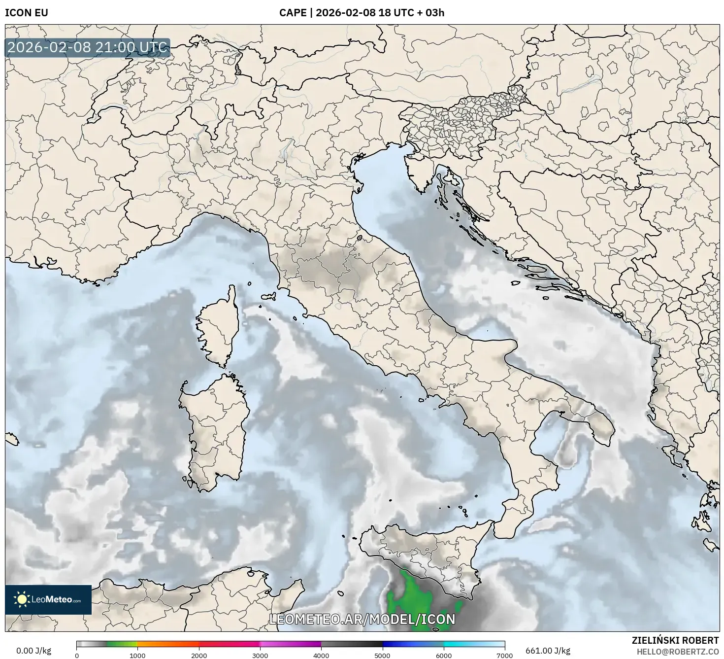 ICON model - Italia, CAPE
