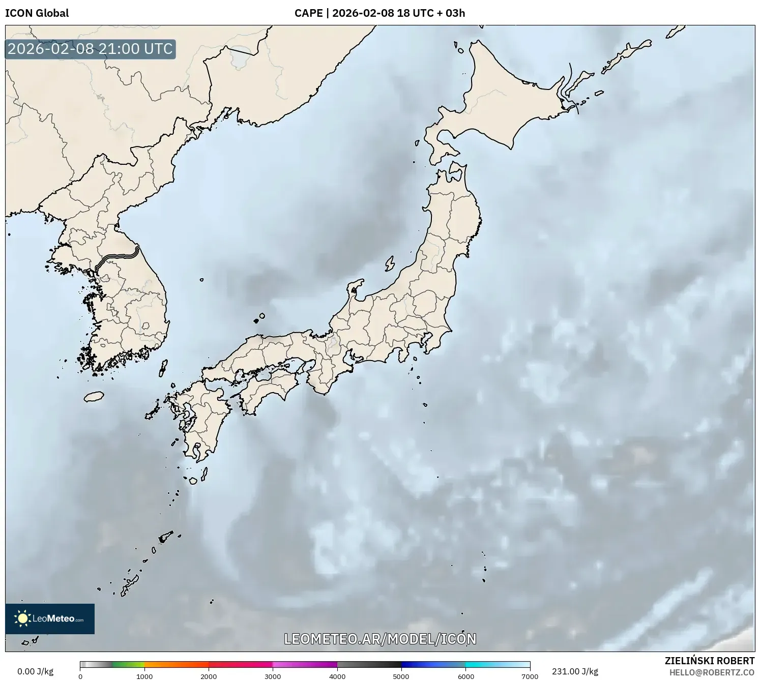 ICON model - Japón, CAPE
