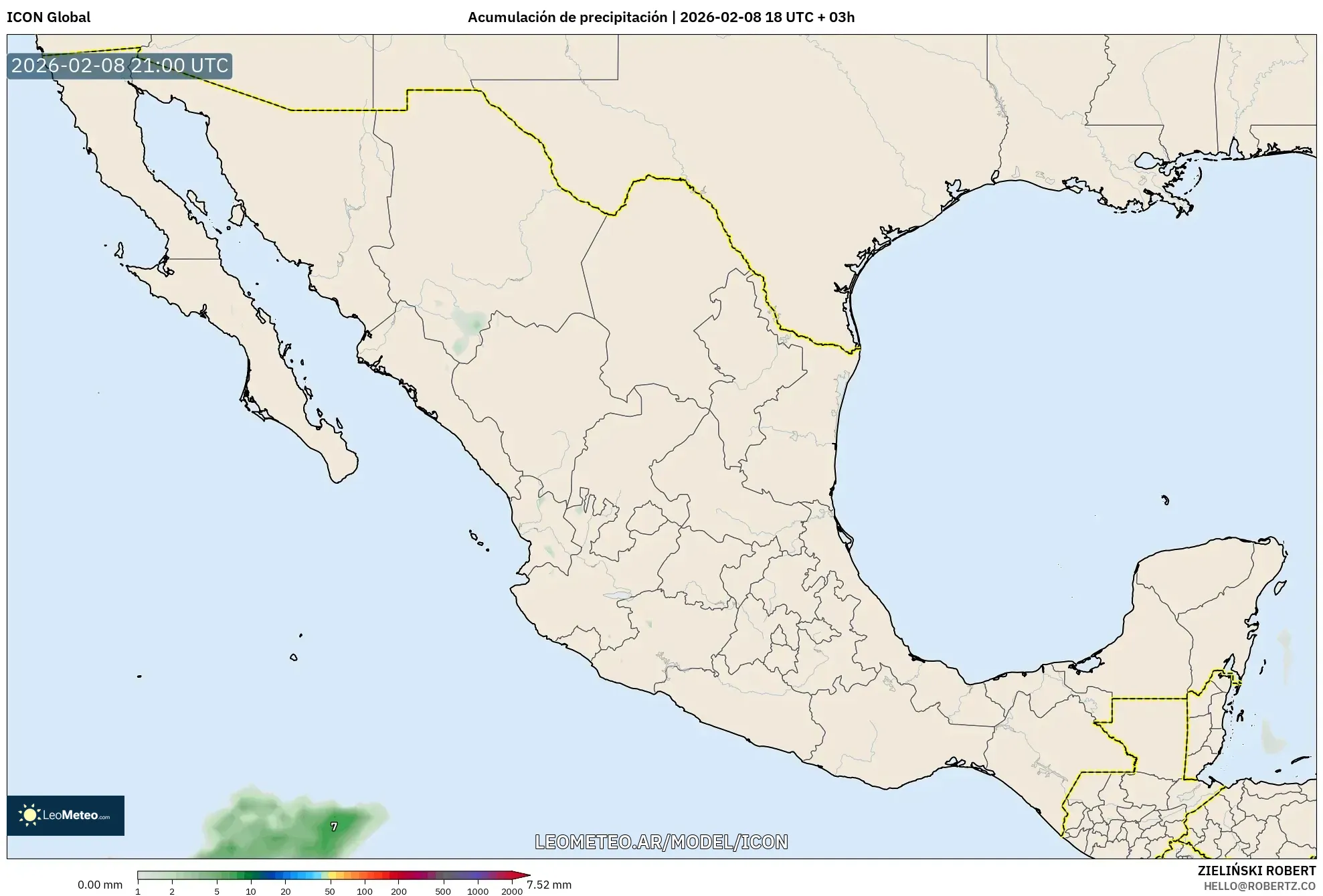 ICON model - México, Acumulación de precipitación