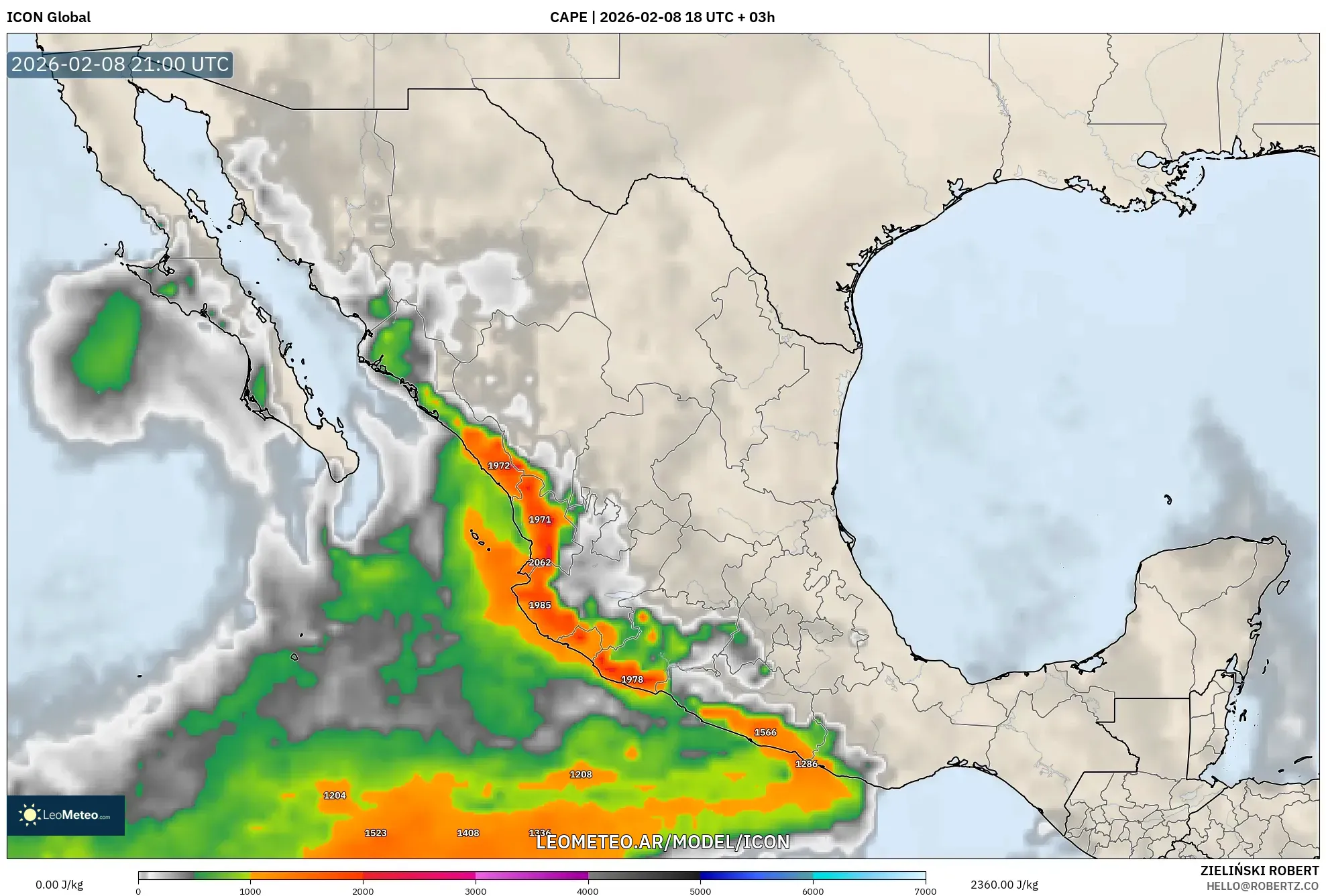 ICON model - México, CAPE