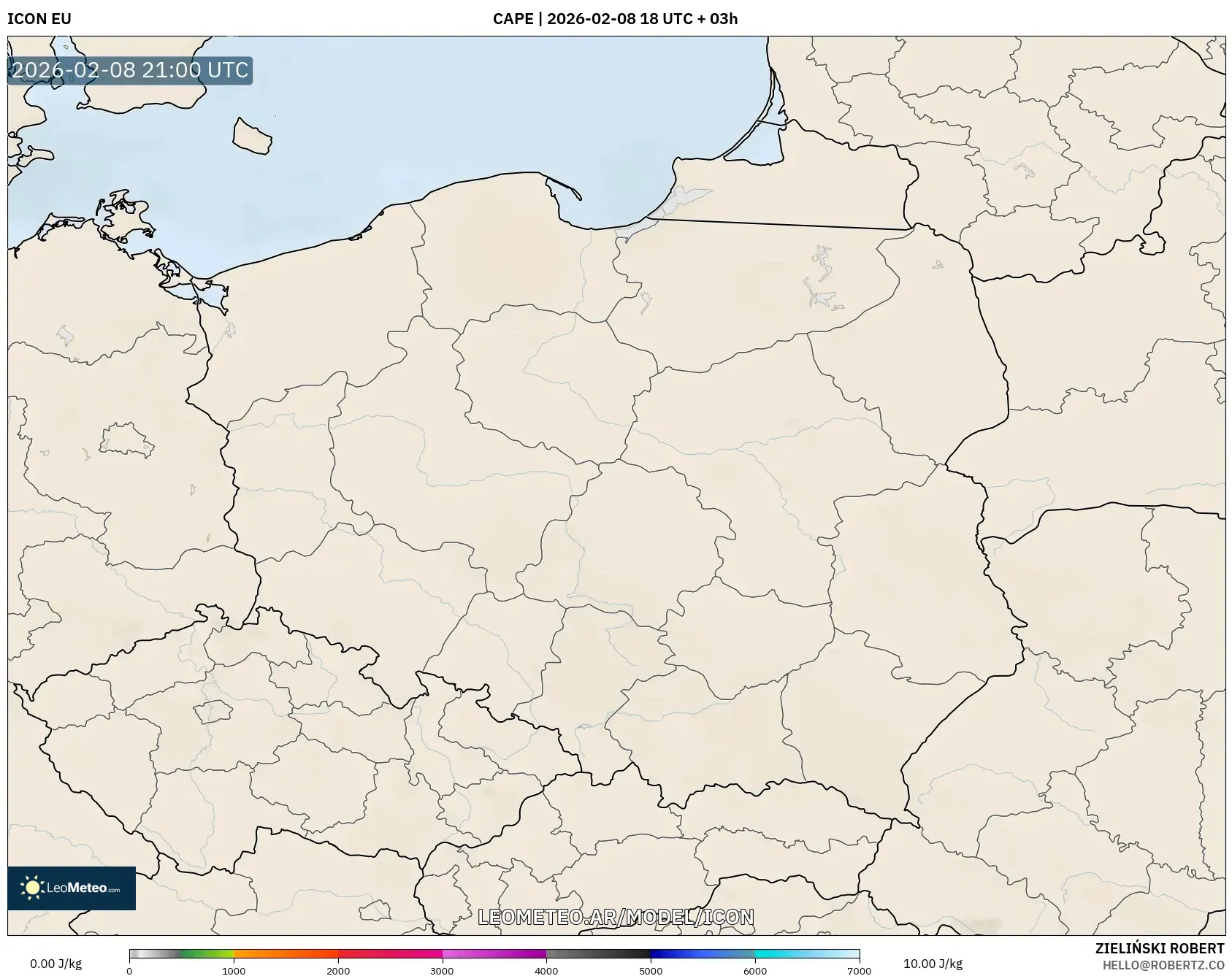 ICON model - Polonia, CAPE