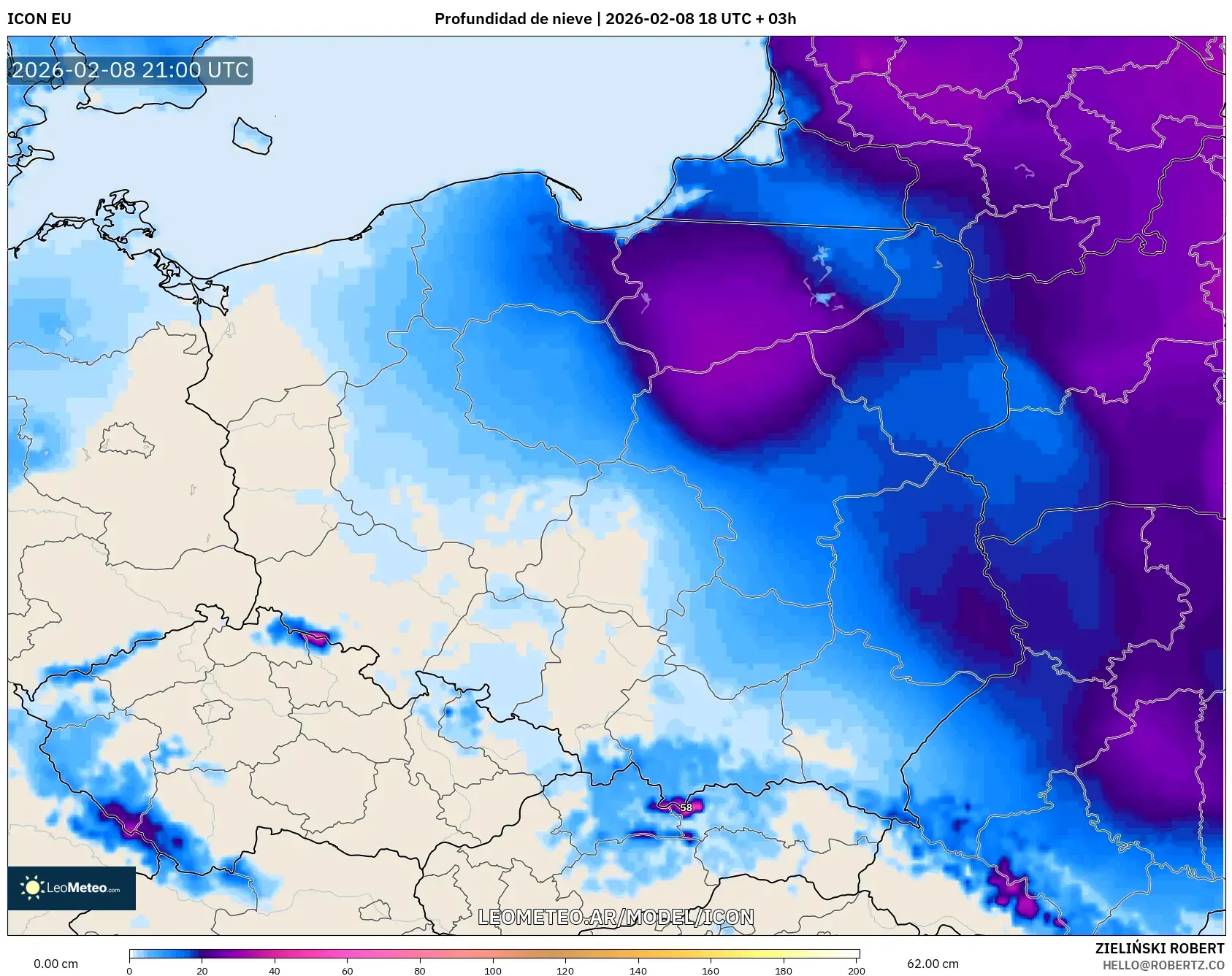 ICON model - Polonia, Profundidad de nieve