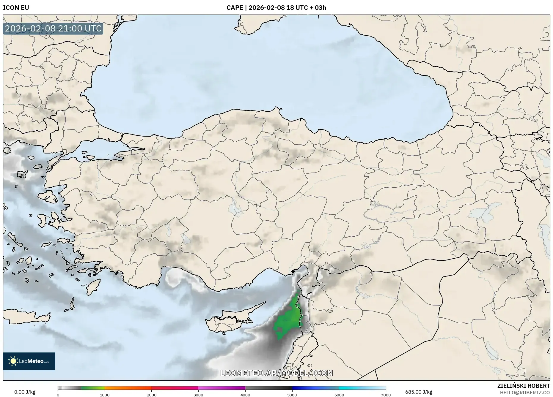 ICON model - Turquía, CAPE