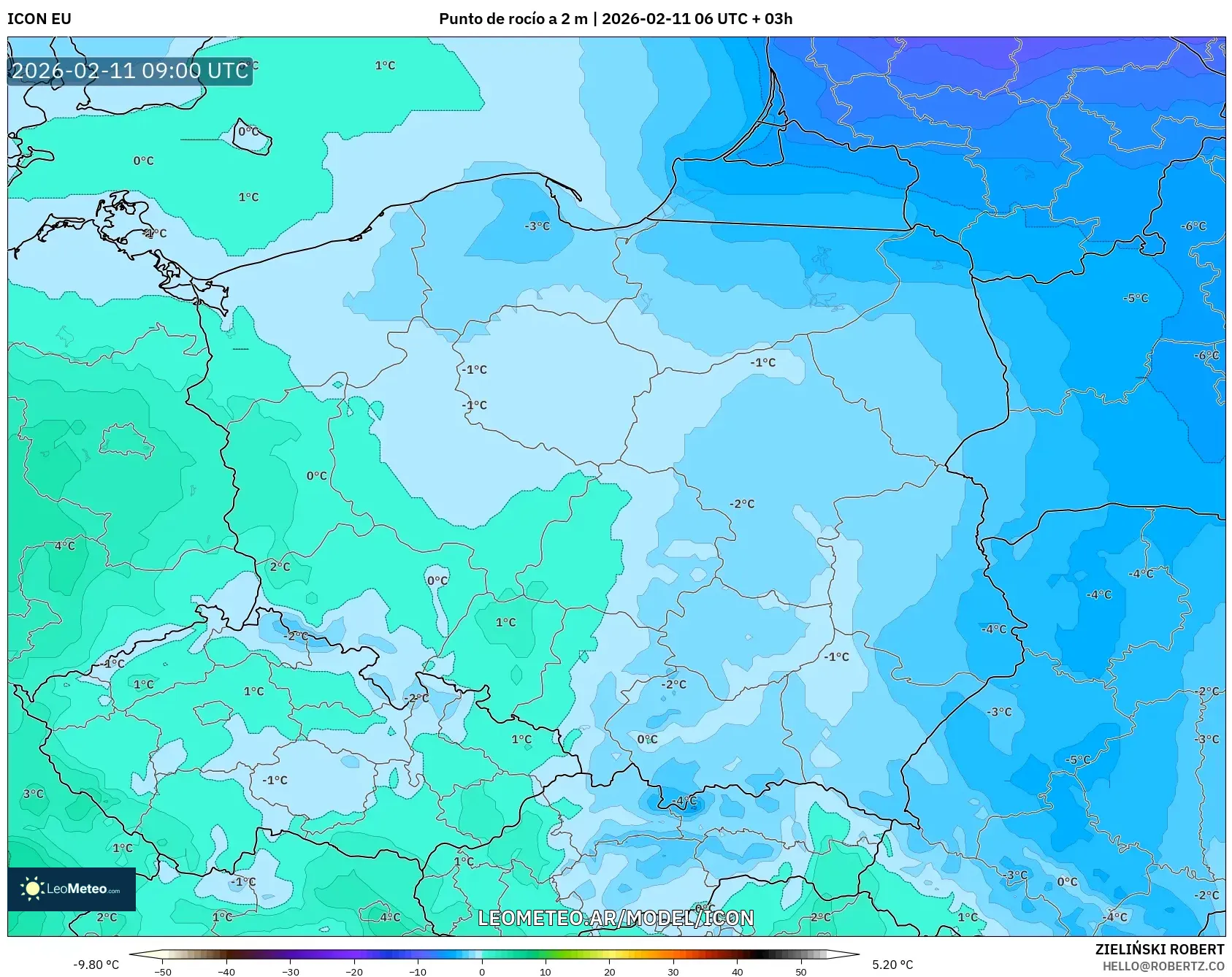 ICON model - Polonia, Punto de rocío a 2 m