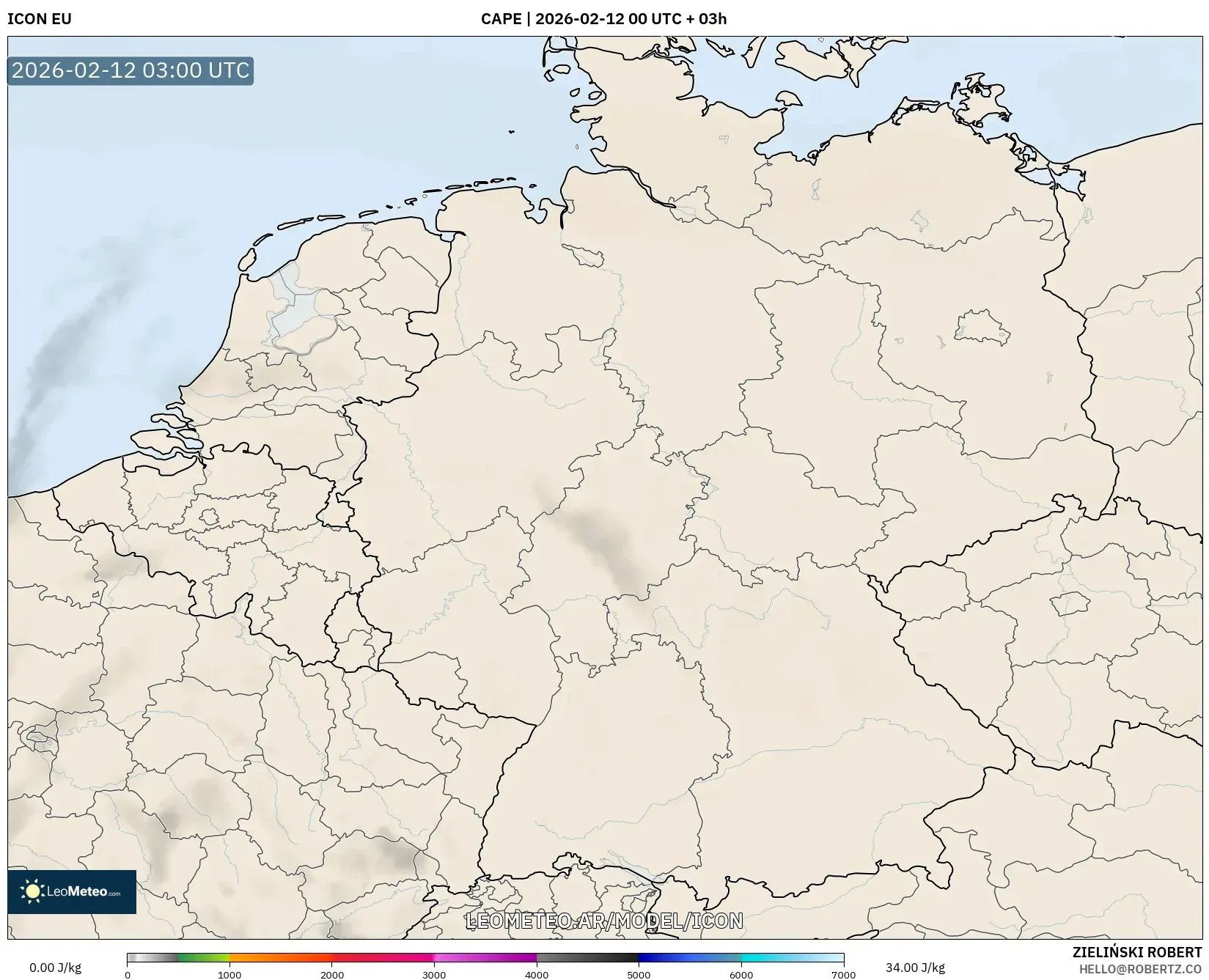 ICON model - Alemania, CAPE