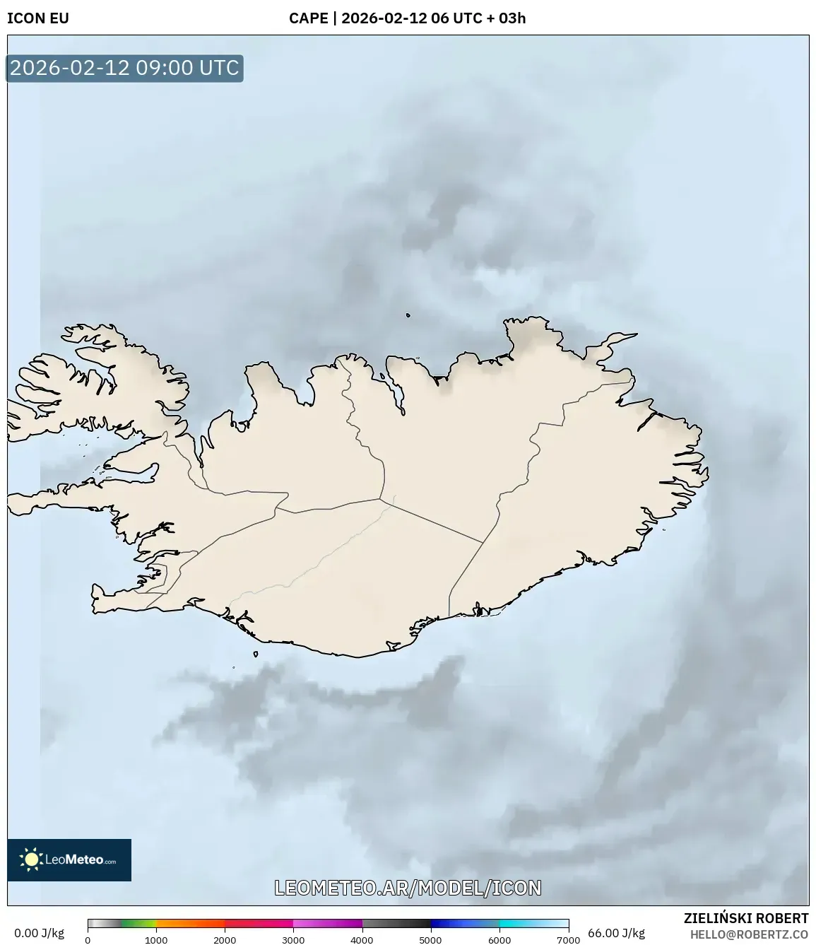 ICON model - Islandia, CAPE