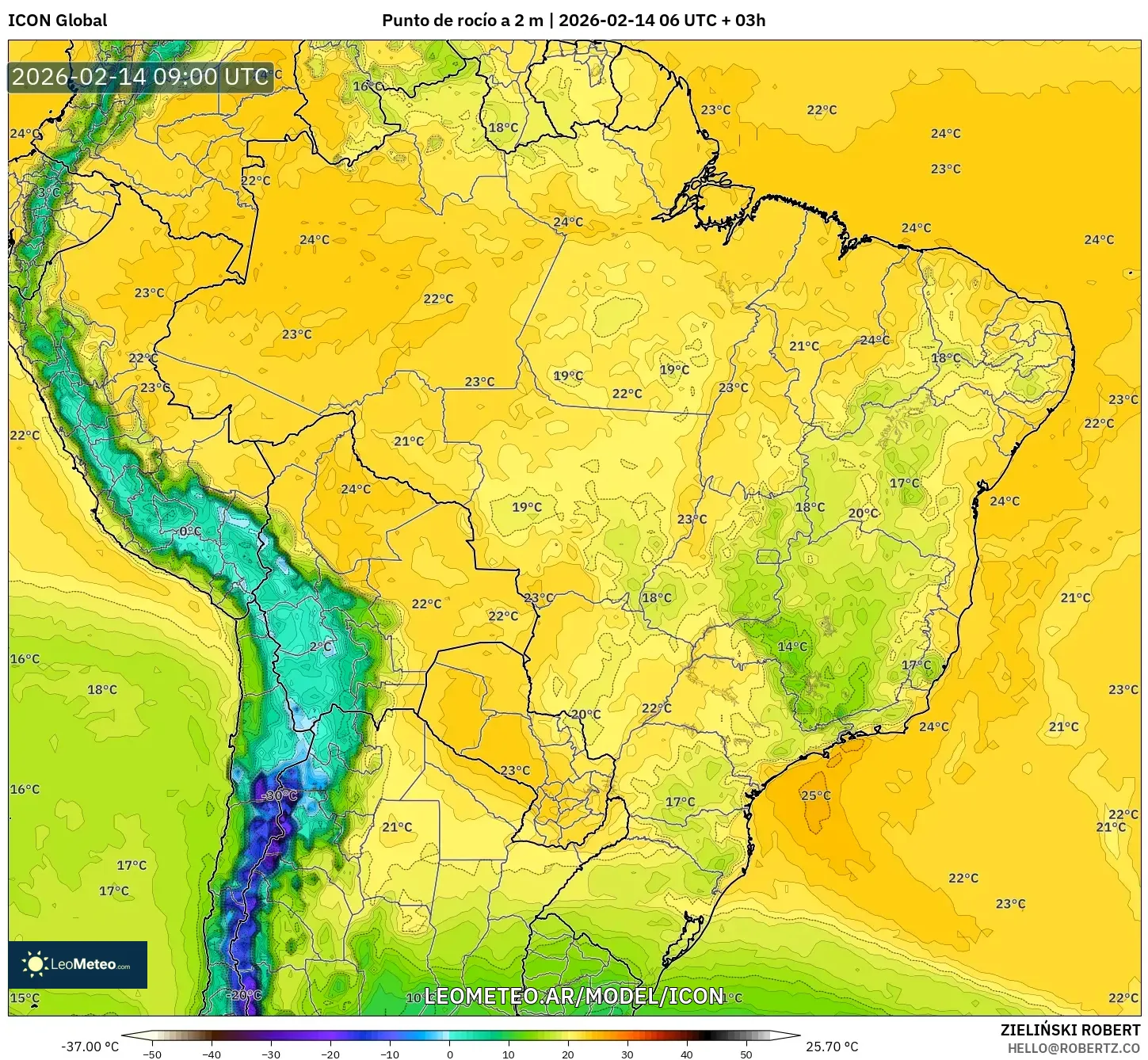 ICON model - Brasil, Punto de rocío a 2 m