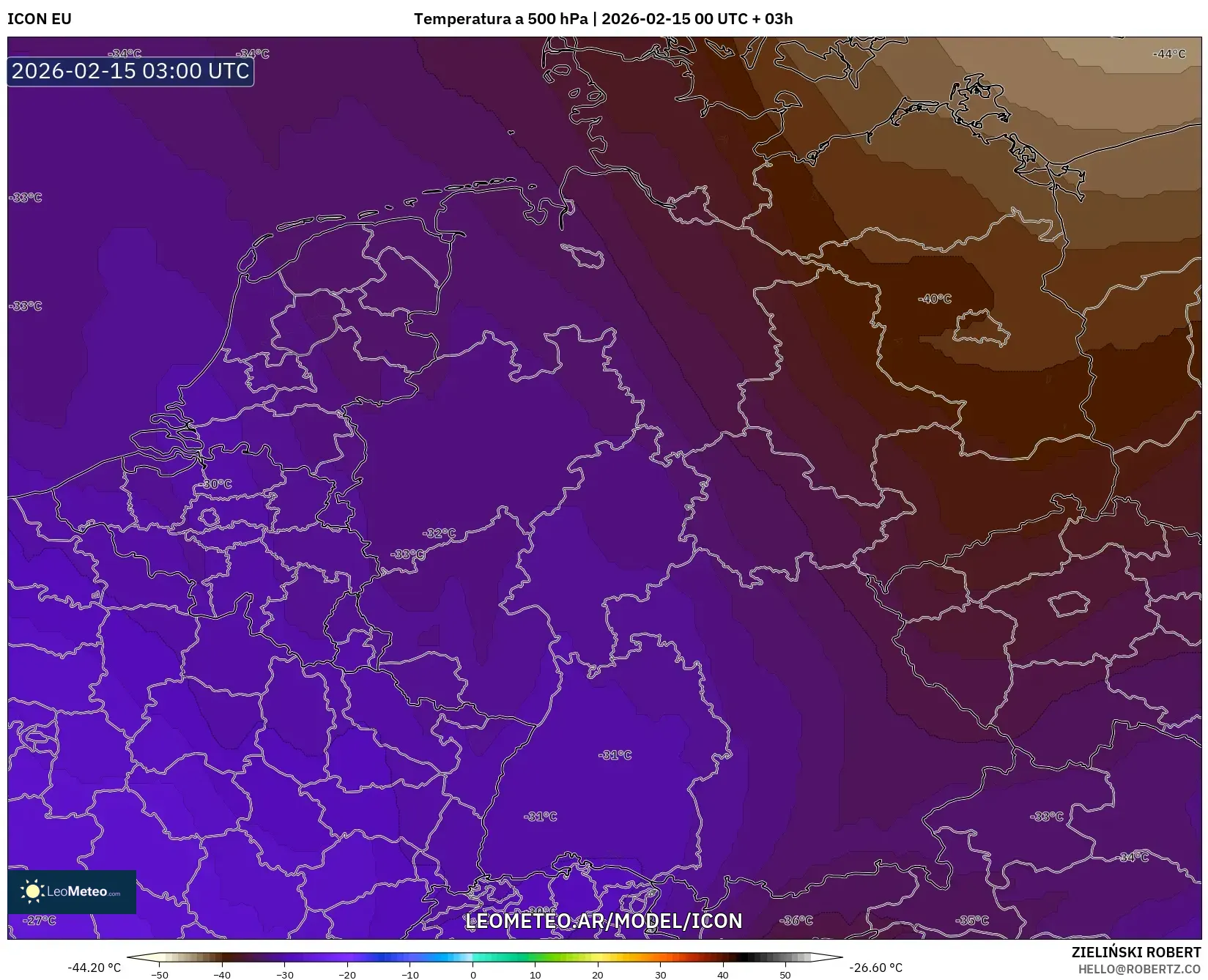 ICON model - Alemania, Temperatura a 500 hPa