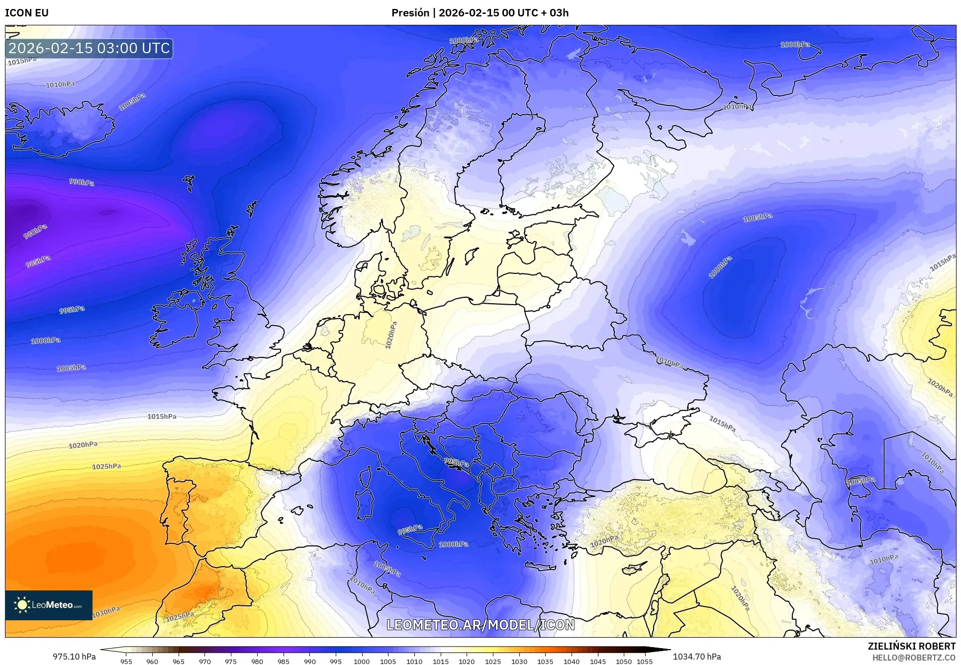 ICON model - Europa, Presión