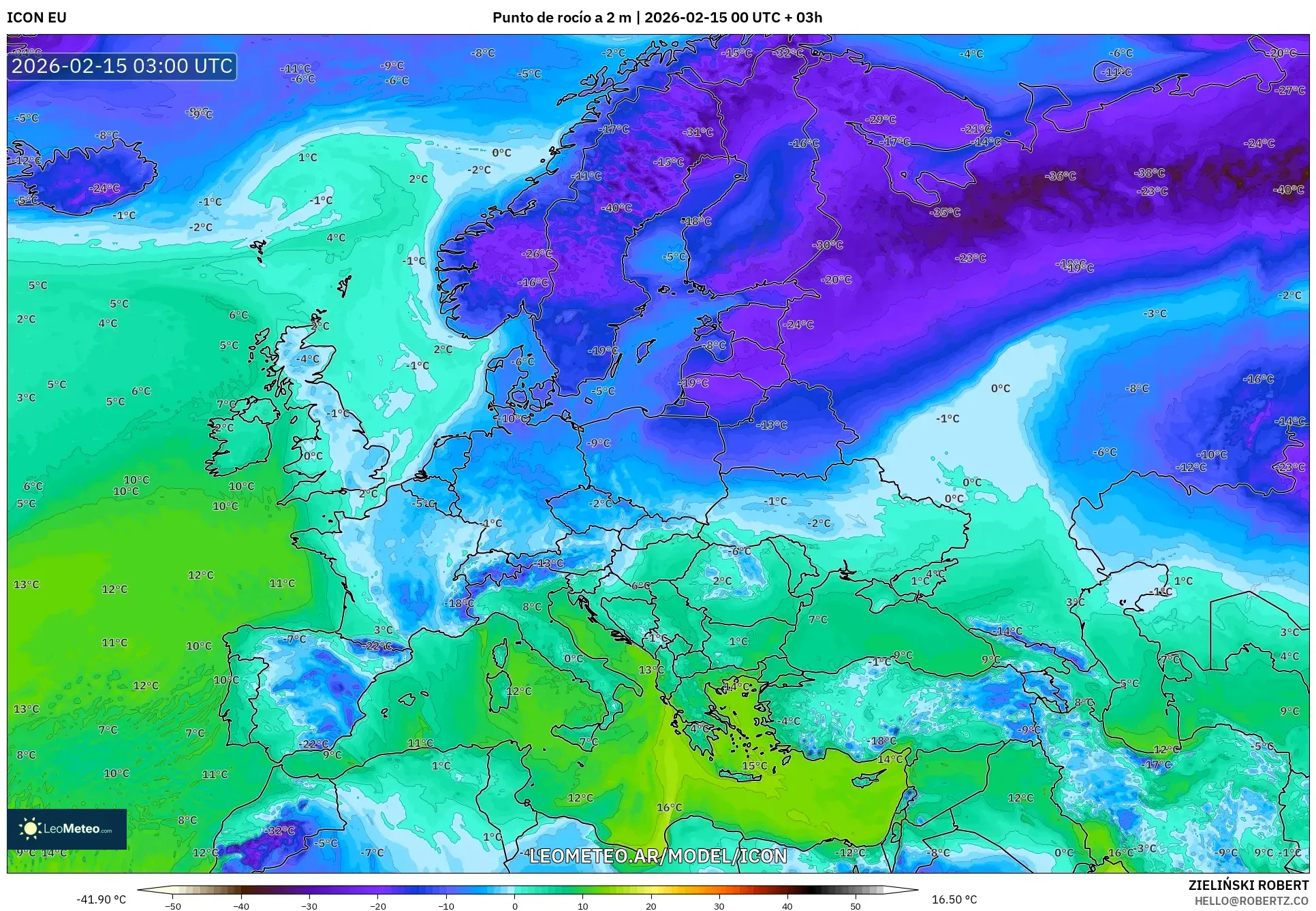 ICON model - Europa, Punto de rocío a 2 m