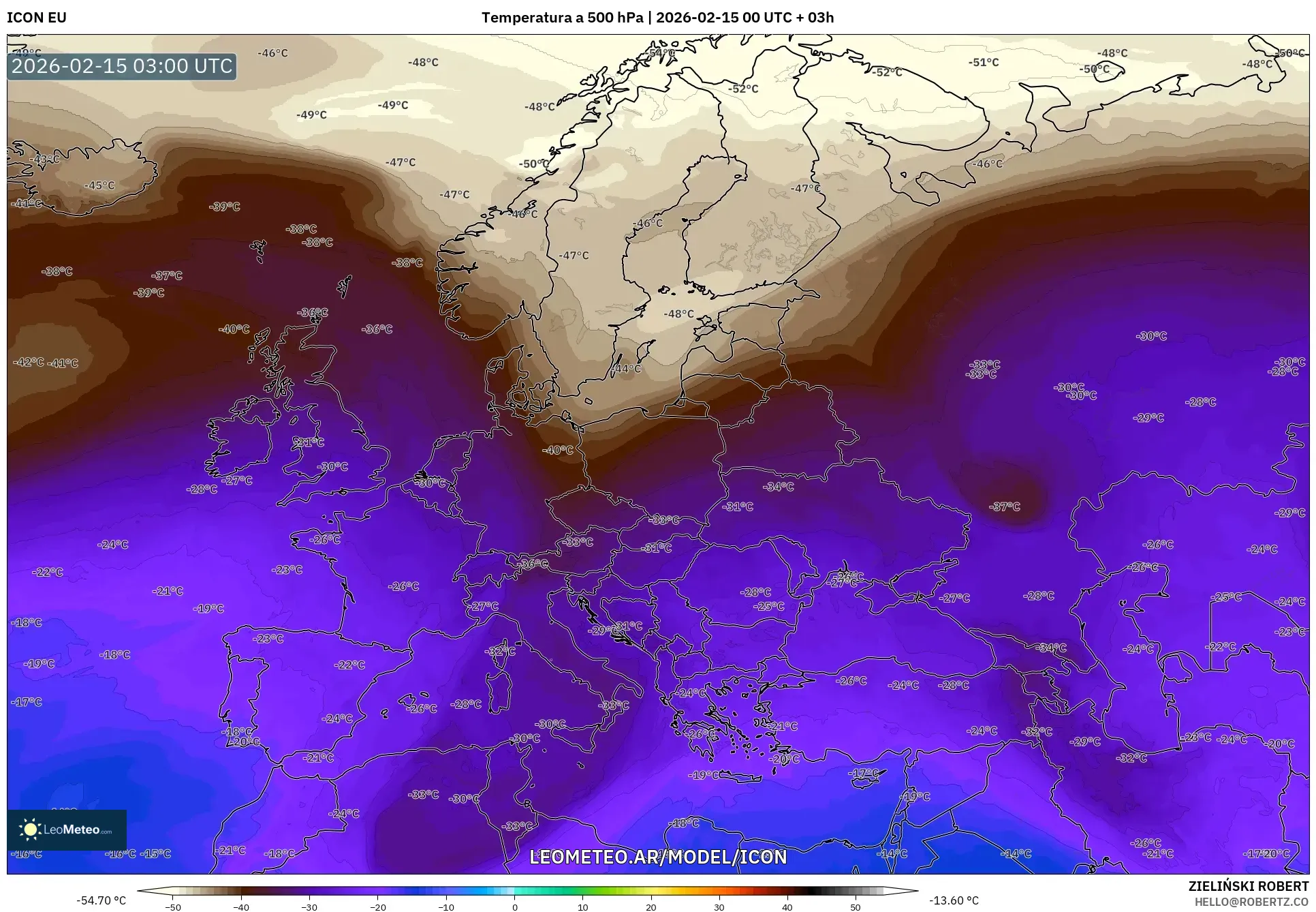 ICON model - Europa, Temperatura a 500 hPa