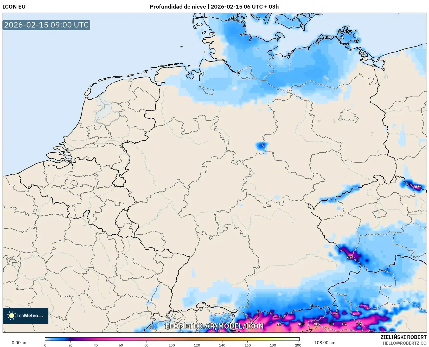 ICON model - Alemania, Profundidad de nieve