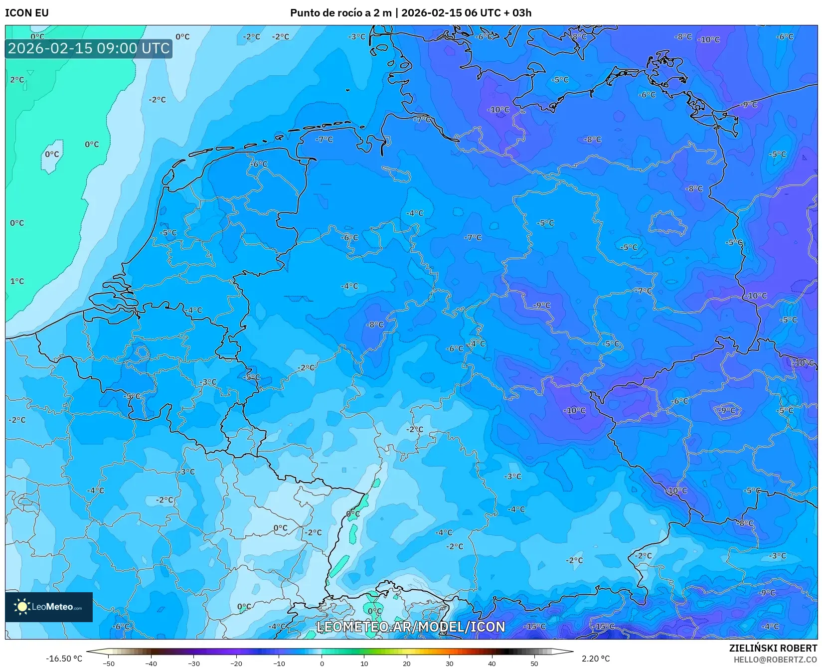 ICON model - Alemania, Punto de rocío a 2 m