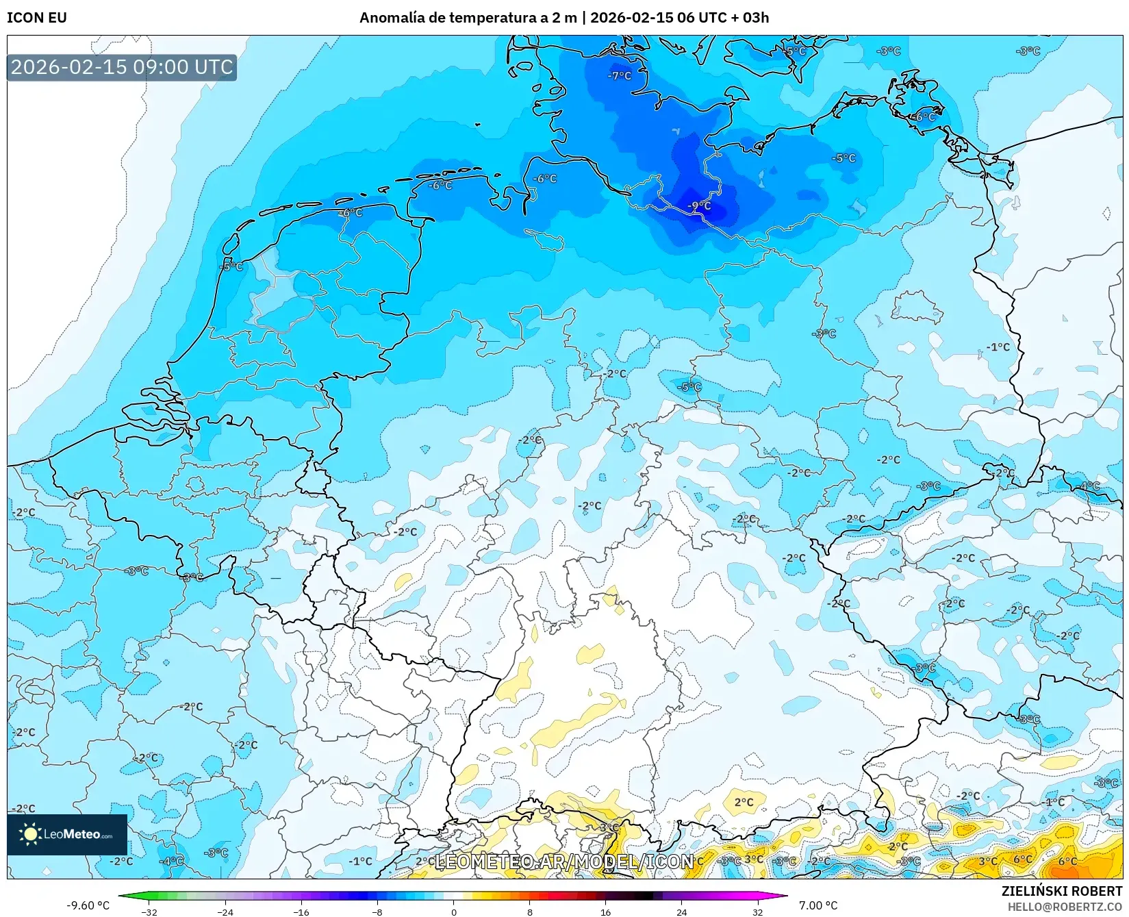 ICON model - Alemania, Anomalía de temperatura a 2 m
