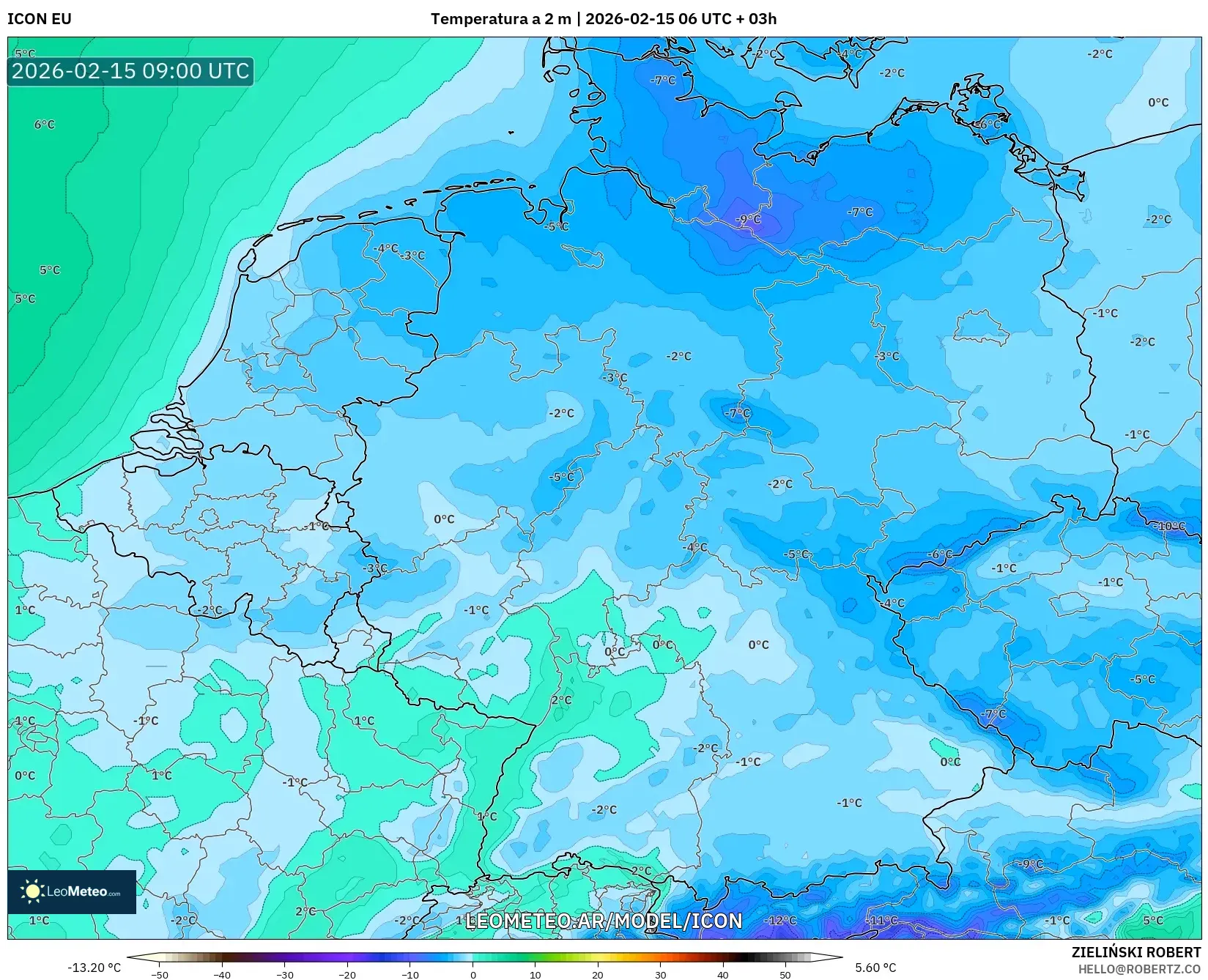 ICON model - Alemania, Temperatura a 2 m