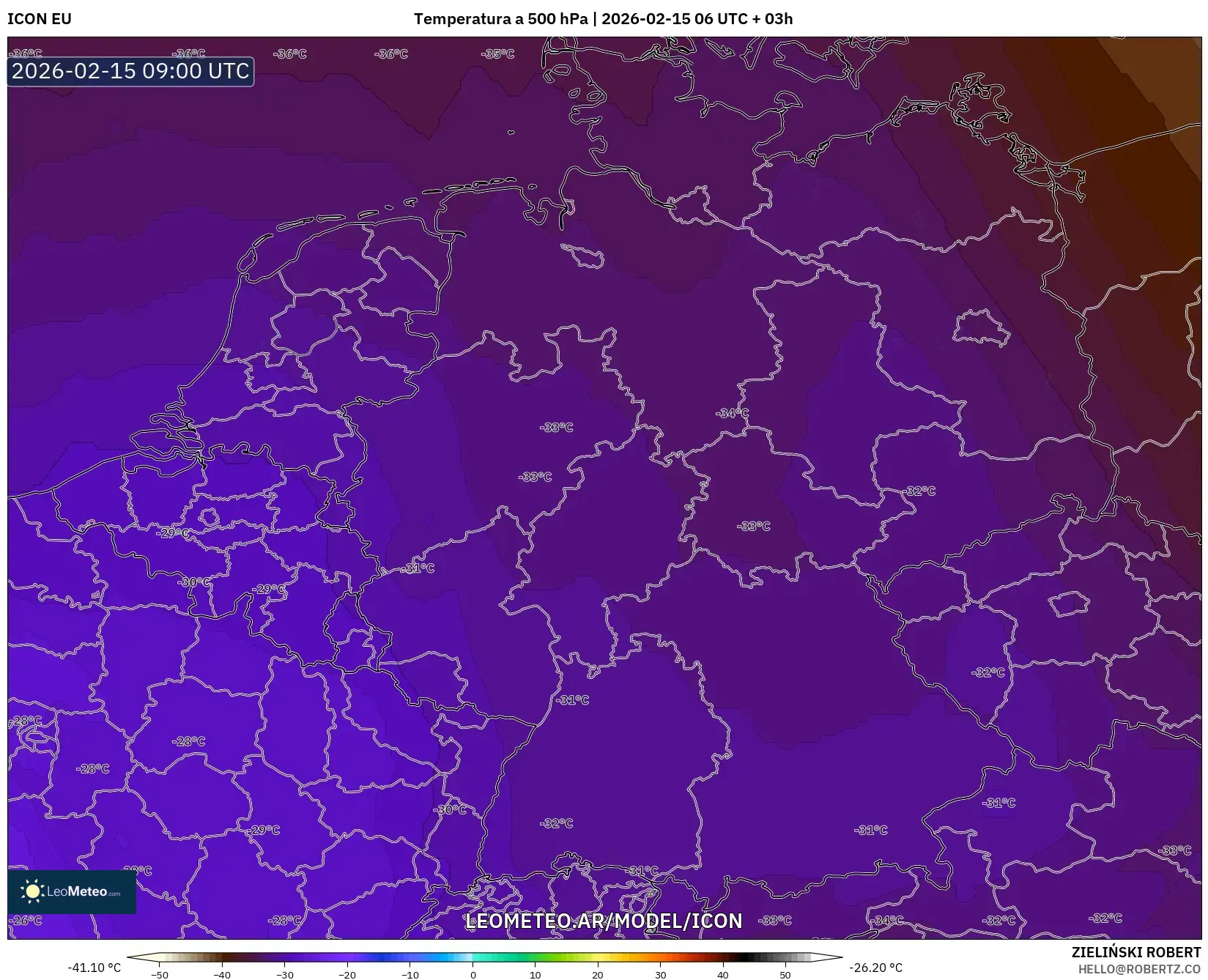 ICON model - Alemania, Temperatura a 500 hPa