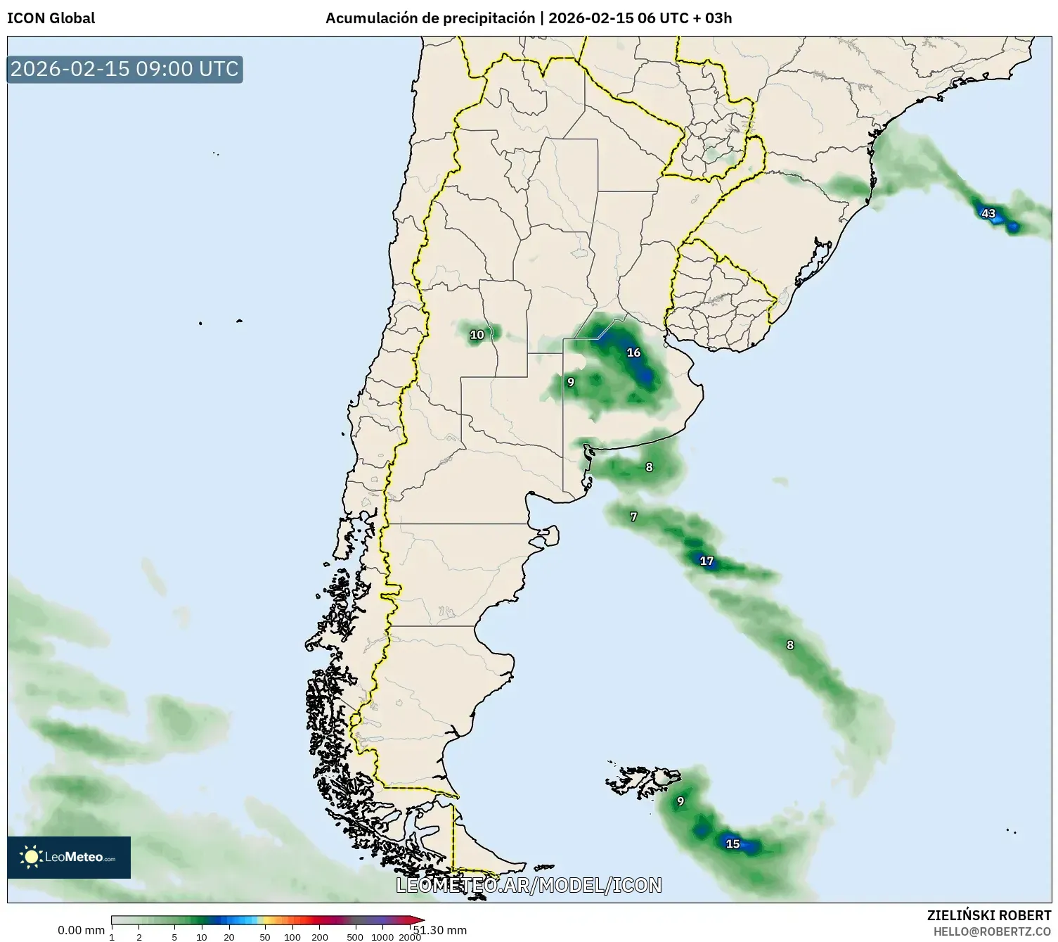 ICON model - Argentina, Acumulación de precipitación