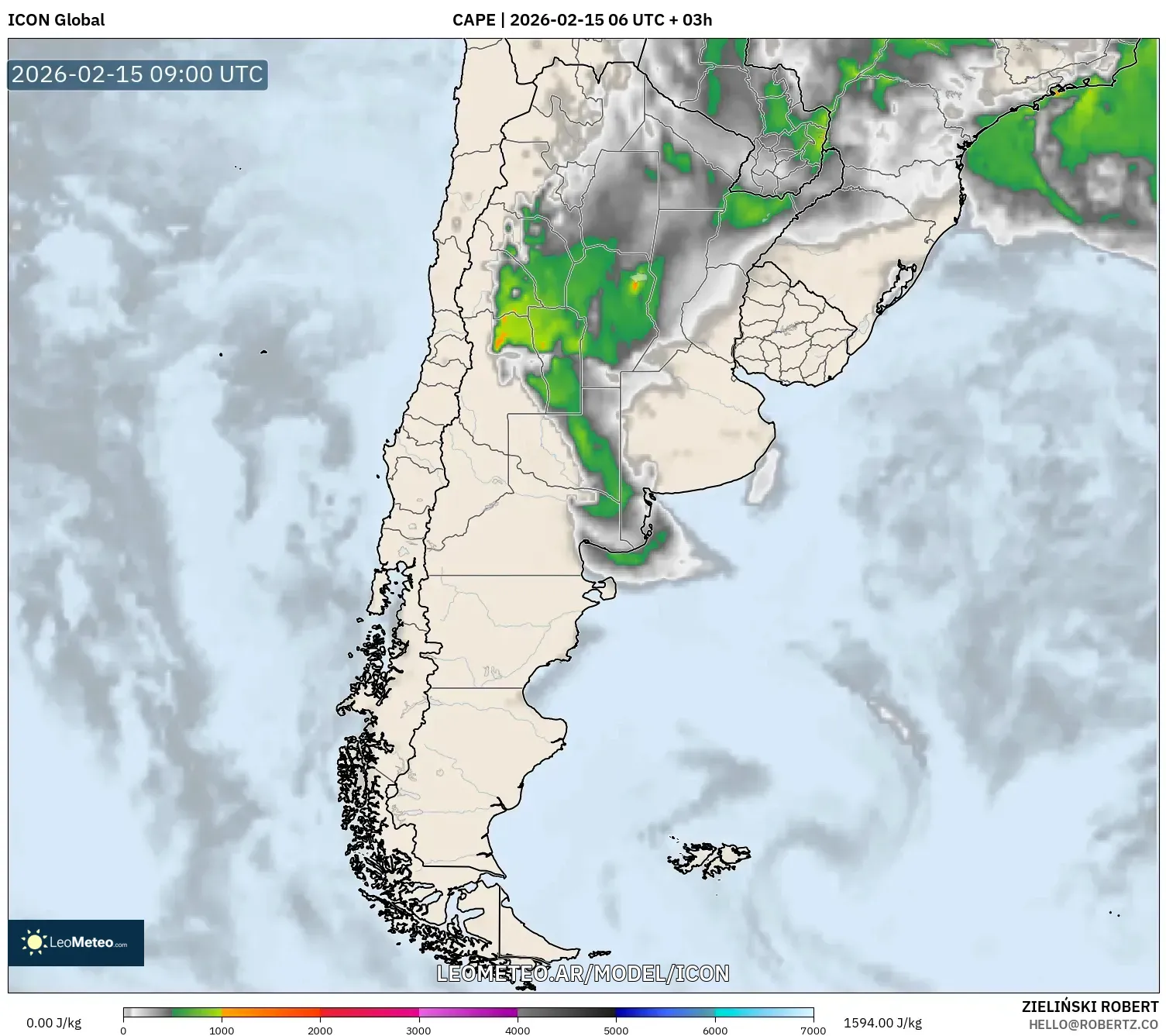 ICON model - Argentina, CAPE