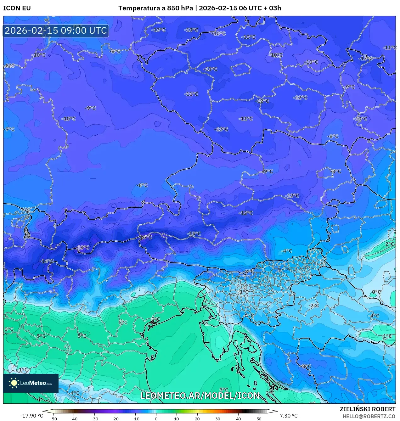 ICON model - Austria, Temperatura a 850 hPa