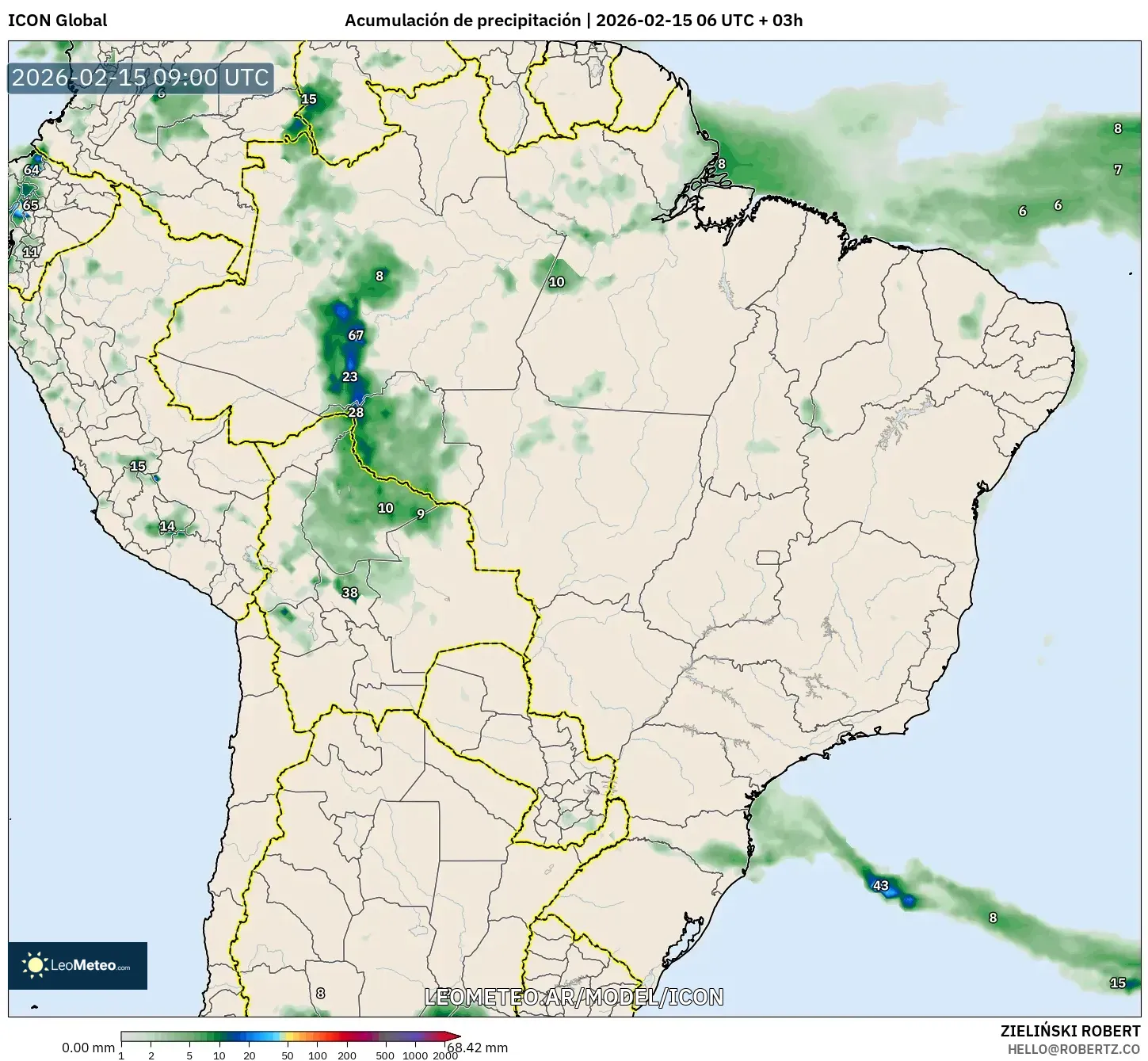 ICON model - Brasil, Acumulación de precipitación