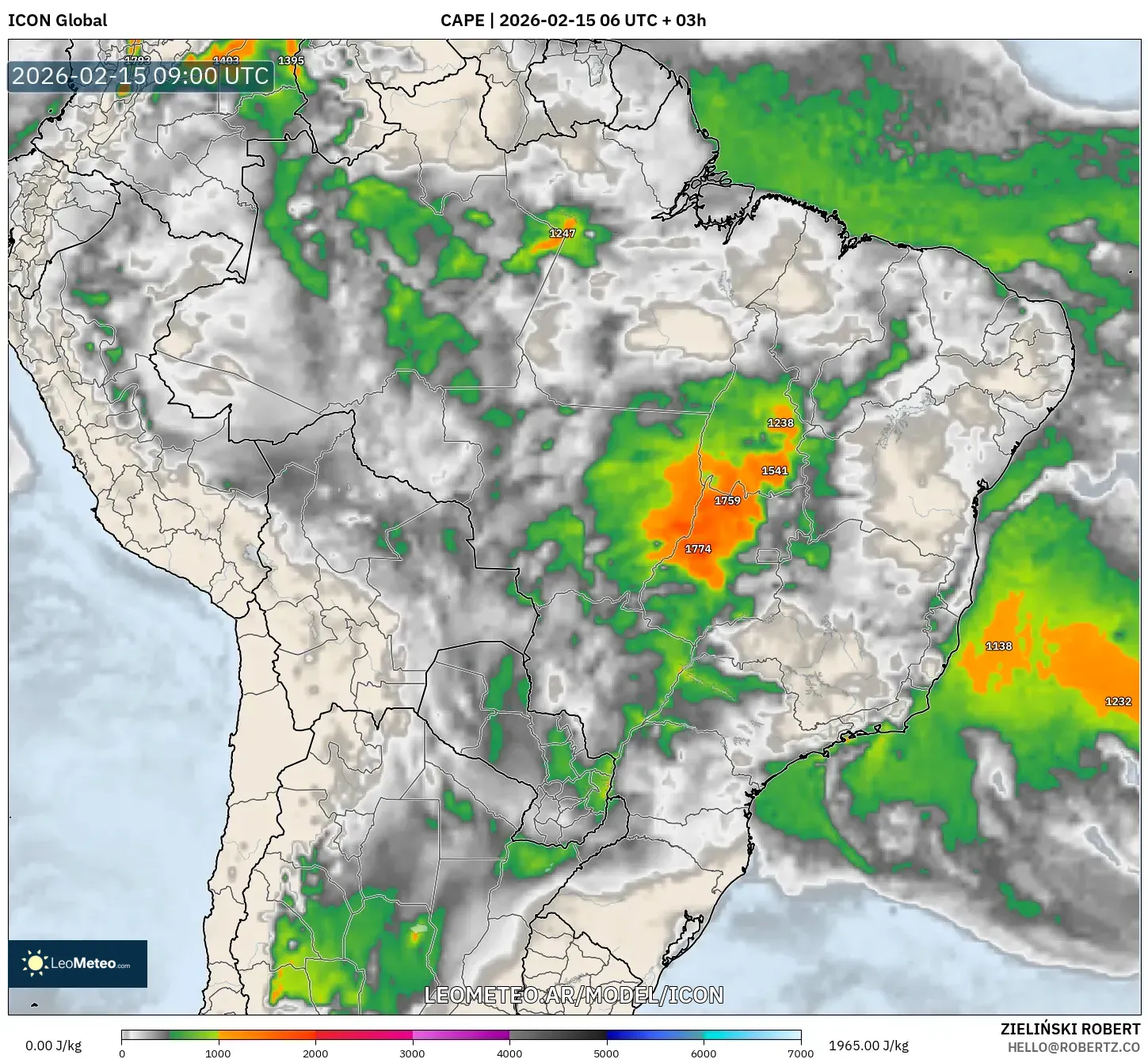 ICON model - Brasil, CAPE