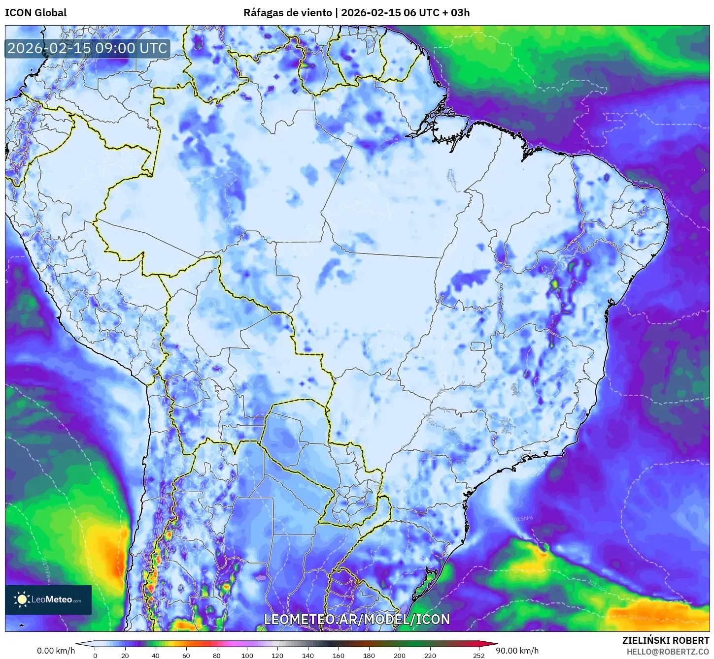 ICON model - Brasil, Ráfagas de viento