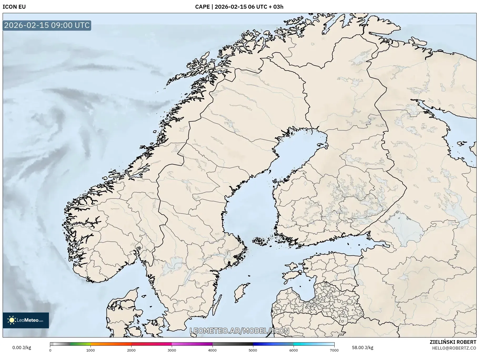 ICON model - Escandinavia, CAPE