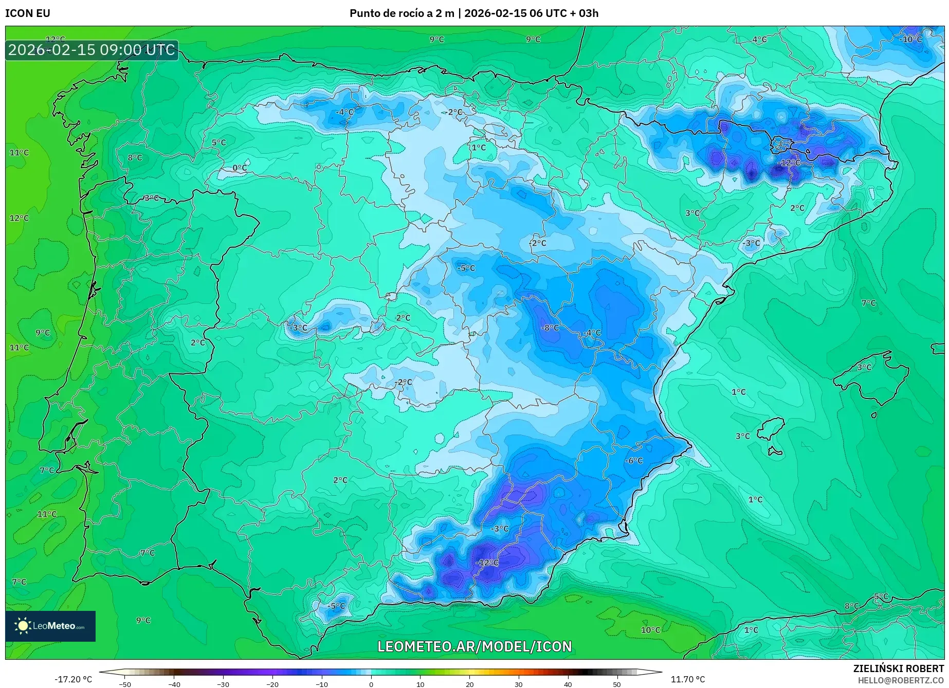 ICON model - España, Punto de rocío a 2 m