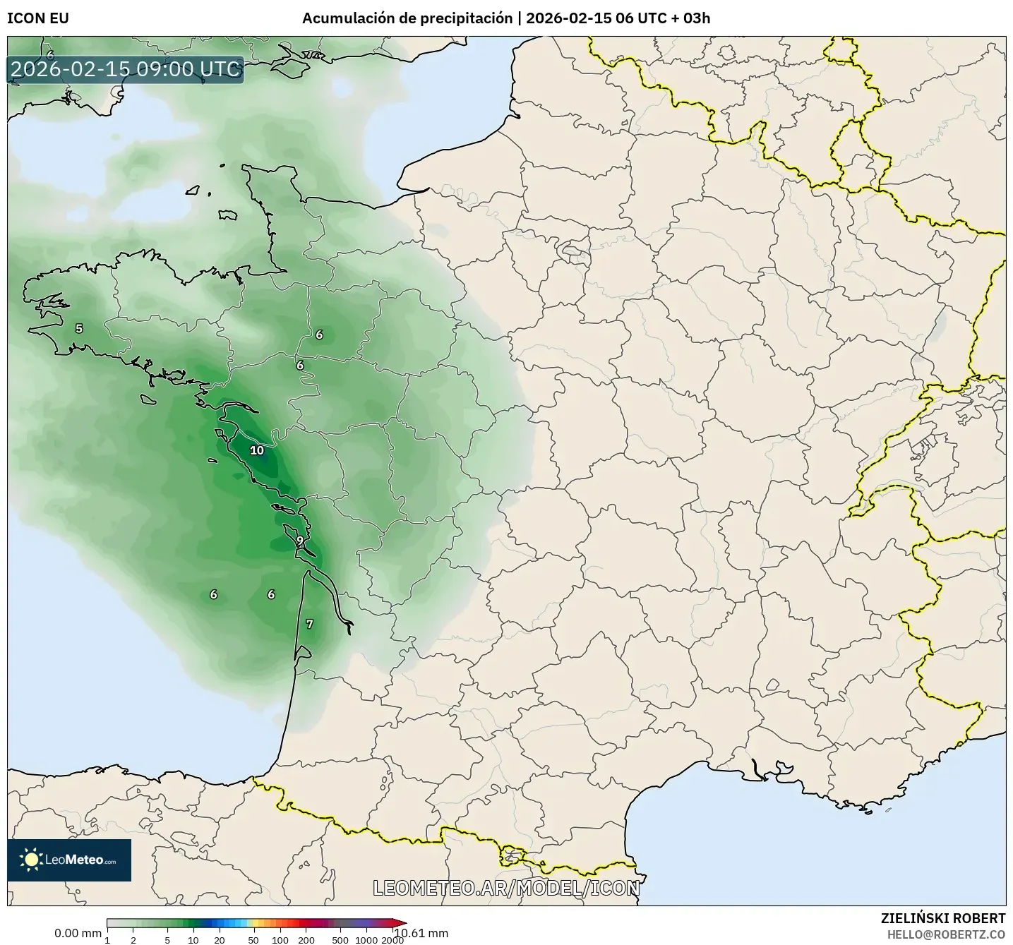 ICON model - Francia, Acumulación de precipitación