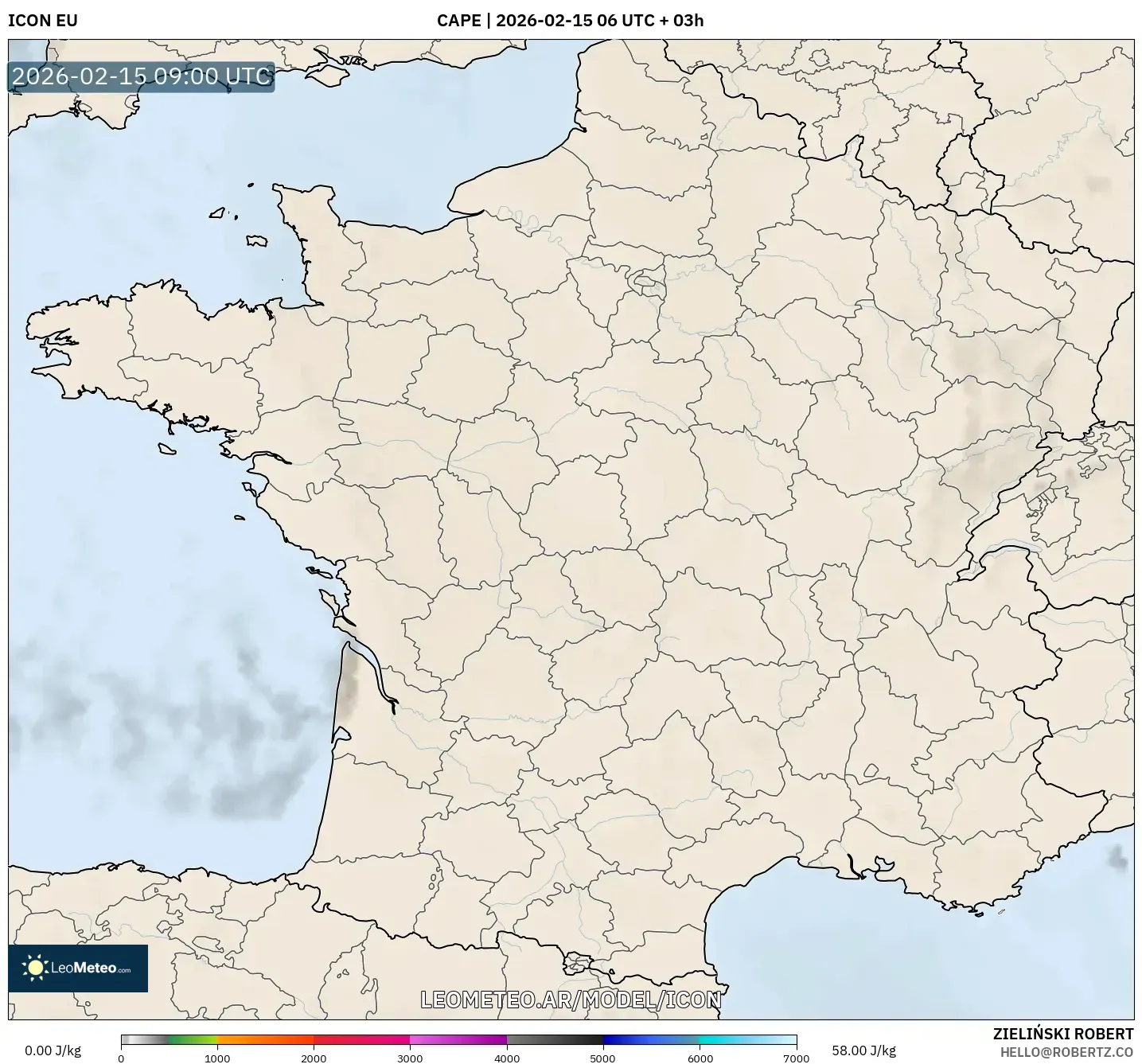 ICON model - Francia, CAPE