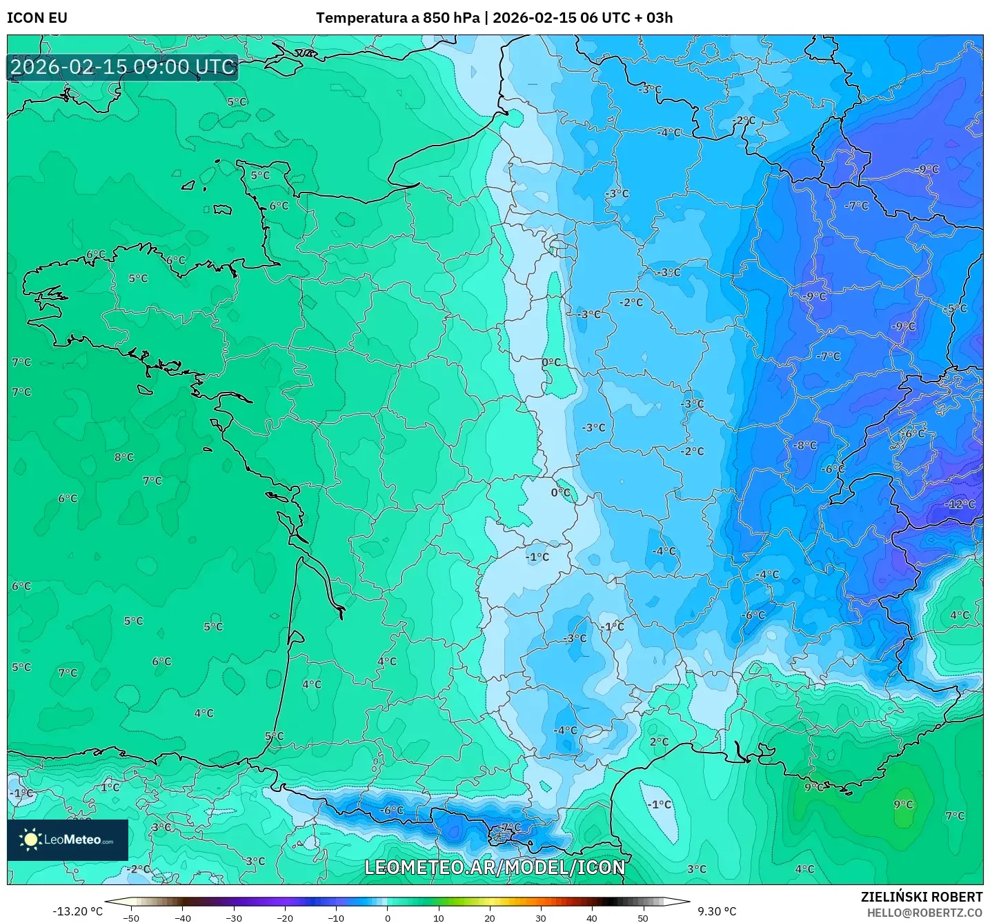 ICON model - Francia, Temperatura a 850 hPa