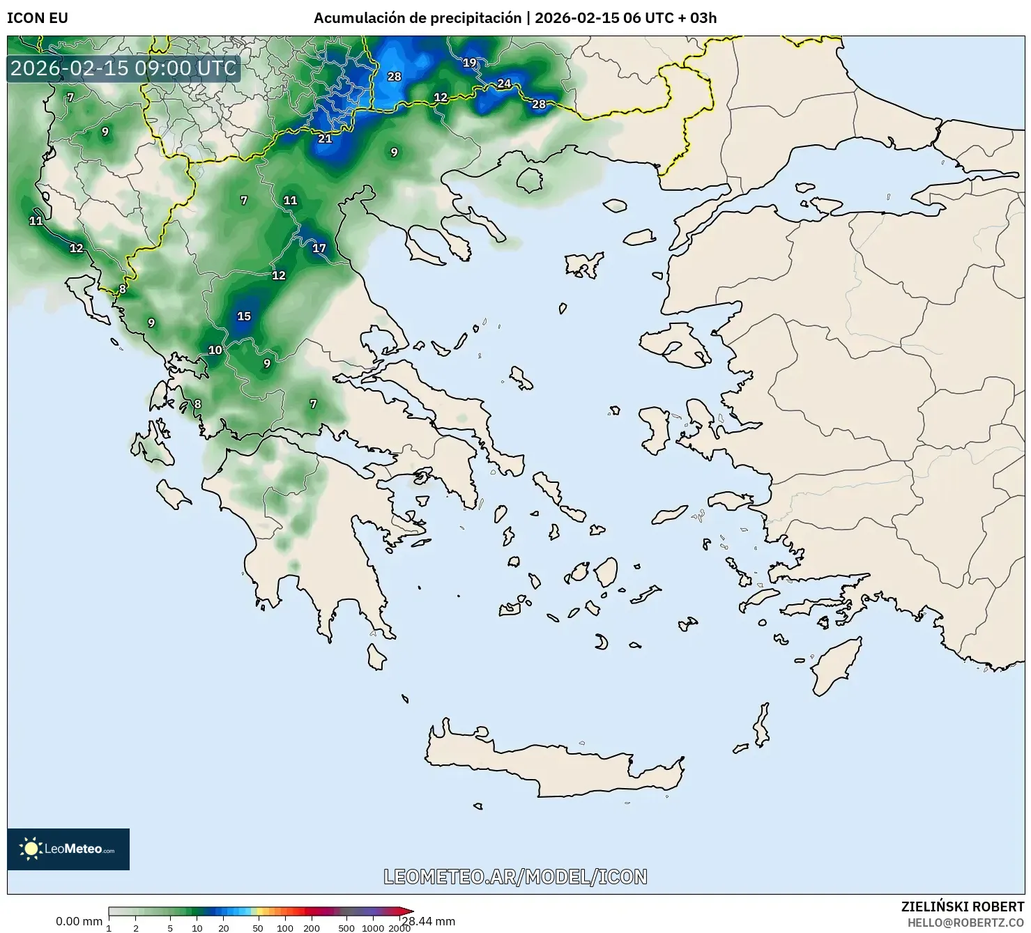 ICON model - Grecia, Acumulación de precipitación