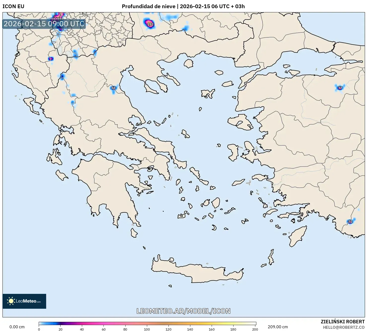 ICON model - Grecia, Profundidad de nieve