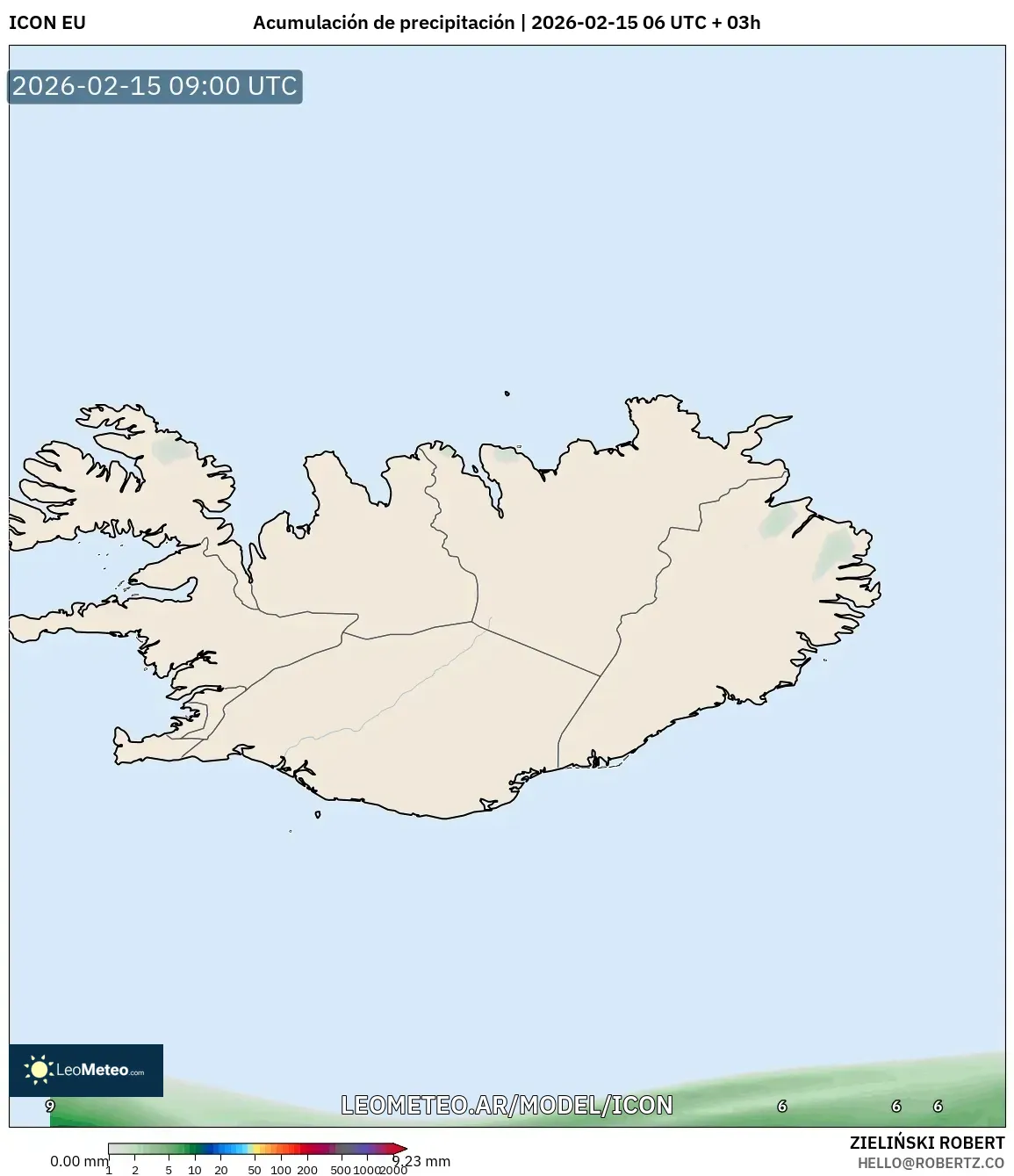 ICON model - Islandia, Acumulación de precipitación