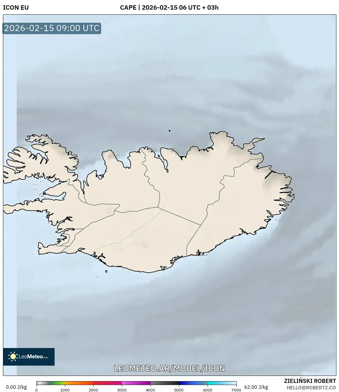 ICON model - Islandia, CAPE